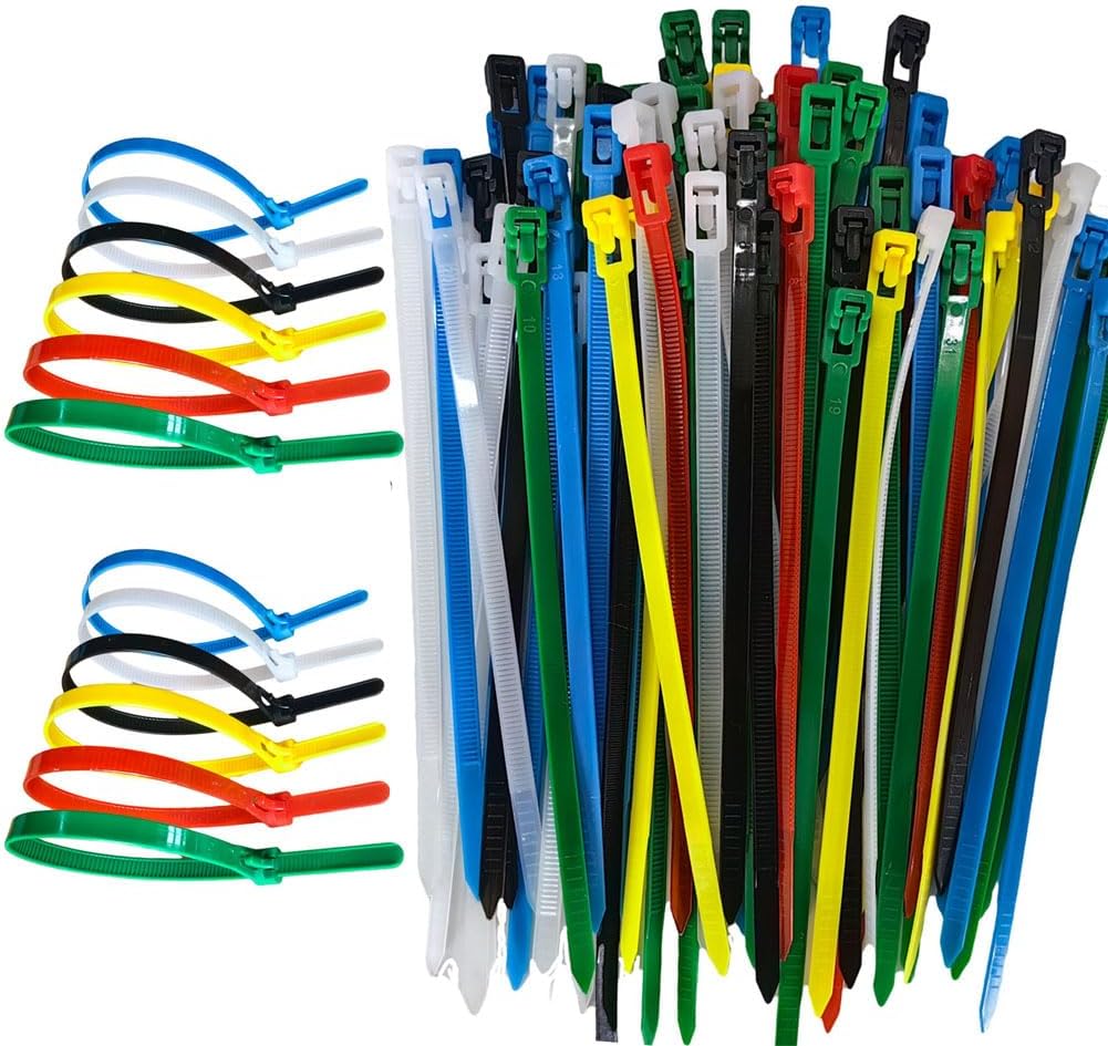 100 Pcs 12 Inch Removable Zip Ties,Reusable Cable Zip Ties,Buckle Self-Locking Premium Nylon Cable Wire Ties, Heavy Duty 50Lbs Tensile Strength Colored Plastic Cable Ties for Indoor Outdoor (12 Inch)