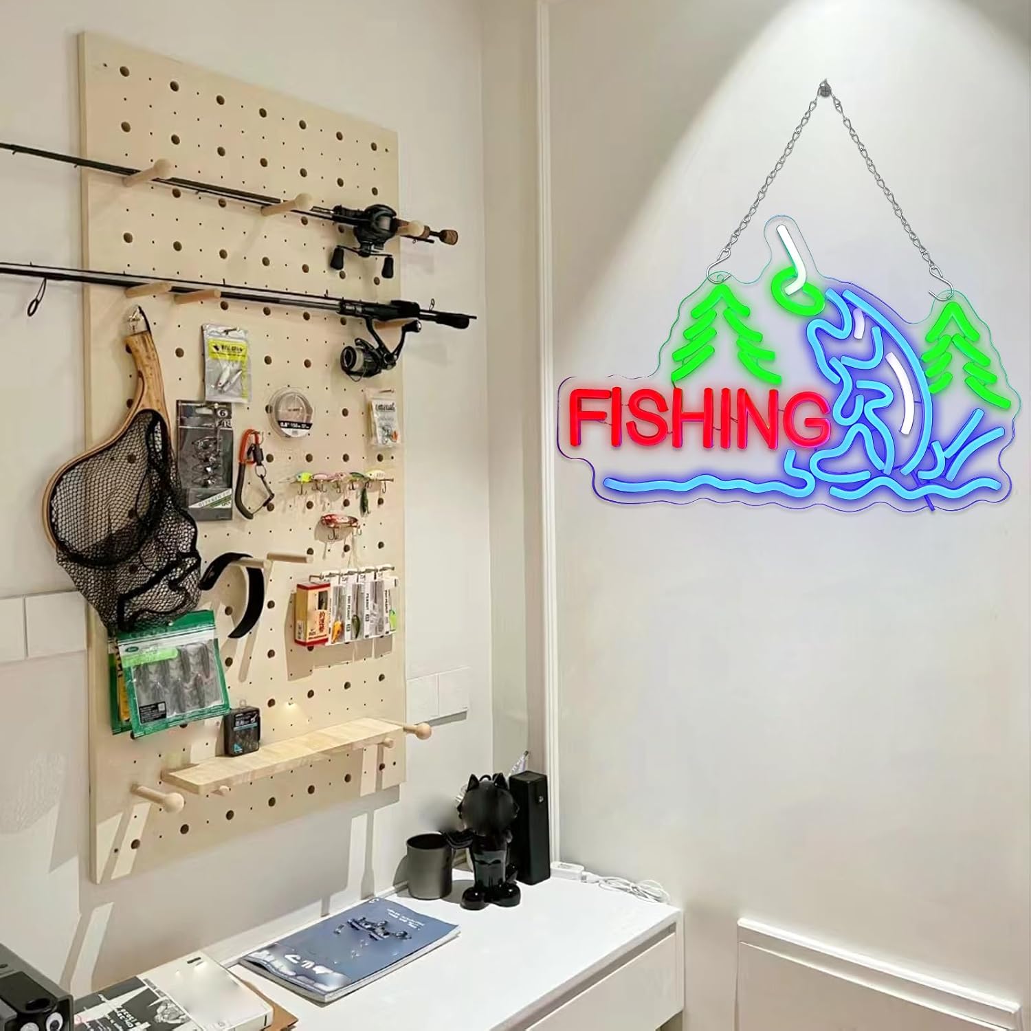 Fishing Neon Sign for Wall Decor, Fish Led Signs for Room, USB Dimmable Neon Lights for Fishing Gear Store Man Cave Bedroom Living Room Game Room Man Cave Party Business Yacht Sign - Image 7