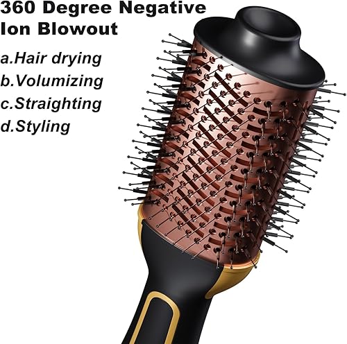 Miniatura 2 de Blmxle Cepillo secador de pelo grande en uno, cepillo de iones negativos y voluminizador para mujeres, cepillo secador de pelo de un solo paso,