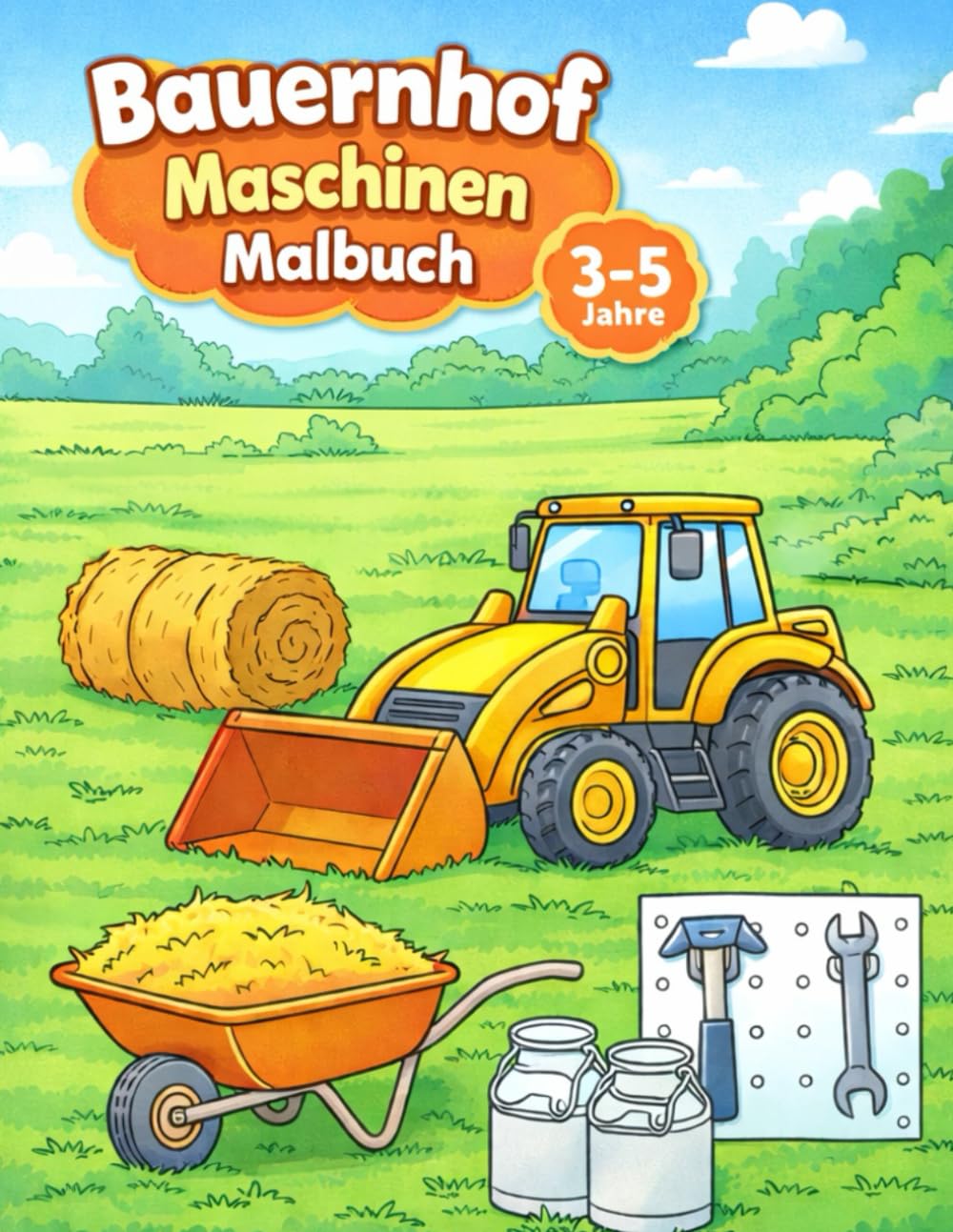 Bauernhof Maschinen Malbuch: Traktoren, Mähdrescher & Landmaschinen – Einfaches Ausmalbuch für Kinder von 3–5 Jahren
