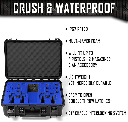 Vista 36 de Estuche para pistola Doro para 4 pistolas 12 con inserto de espuma MyCaseBuilder personalizado, impermeable, resistente, armas de fuego tácticas
