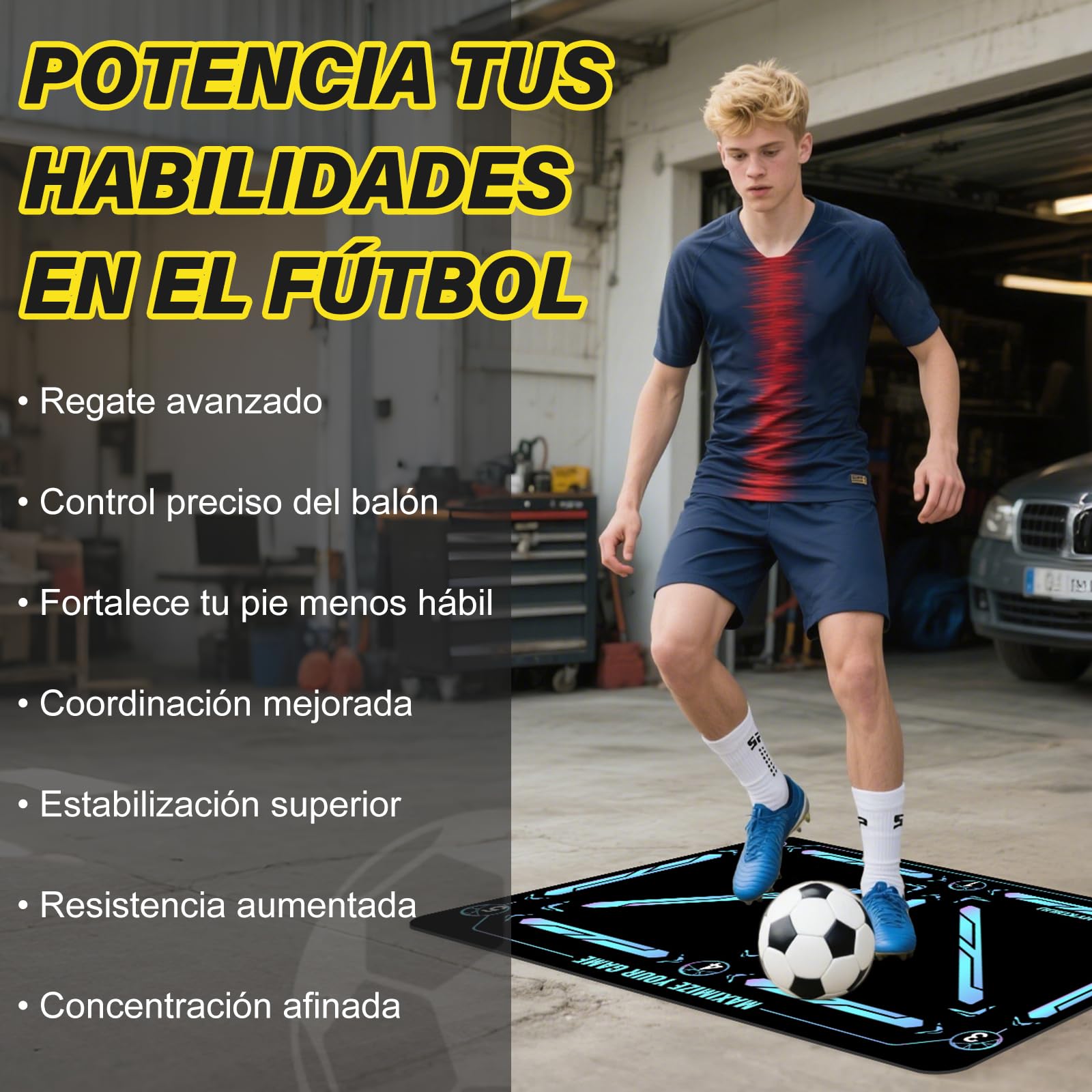 Alfombra Entrenamiento Futbol Con Video de Entrenamiento Didáctico Alfombra Futbol Entrenamiento Profesional – Tapete De Entrenamiento De Pasos, Manta De Campo De Esquinay Tapete De Fútbol