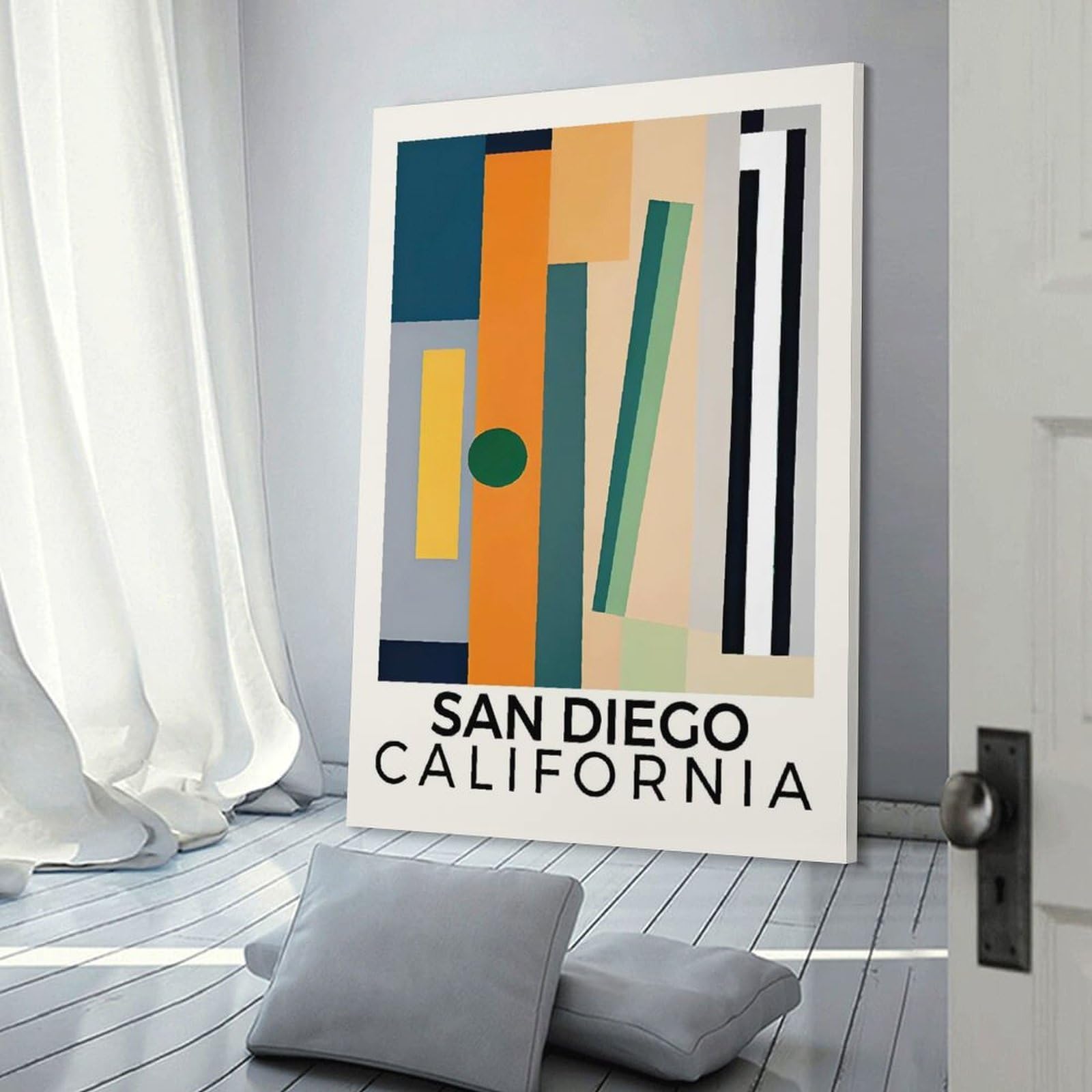 Junmoney San Diego California Decorative Canvas Print, 20x30inch(50x75cm), for Hallway, Entryway Or Landing, Home Artwork for First Impressions