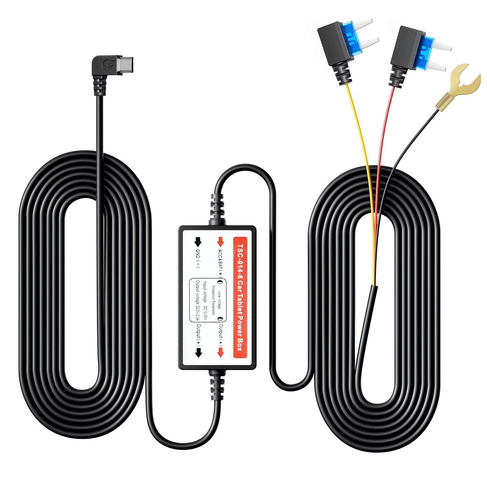 Famgoods Dashcam Hardwire Kit per J07S, ACC Hardwire Kit Multifunzionale per Monitoraggio Dash Camera, Modalità Parcheggio 24H, Adatto per Dashcam J07S