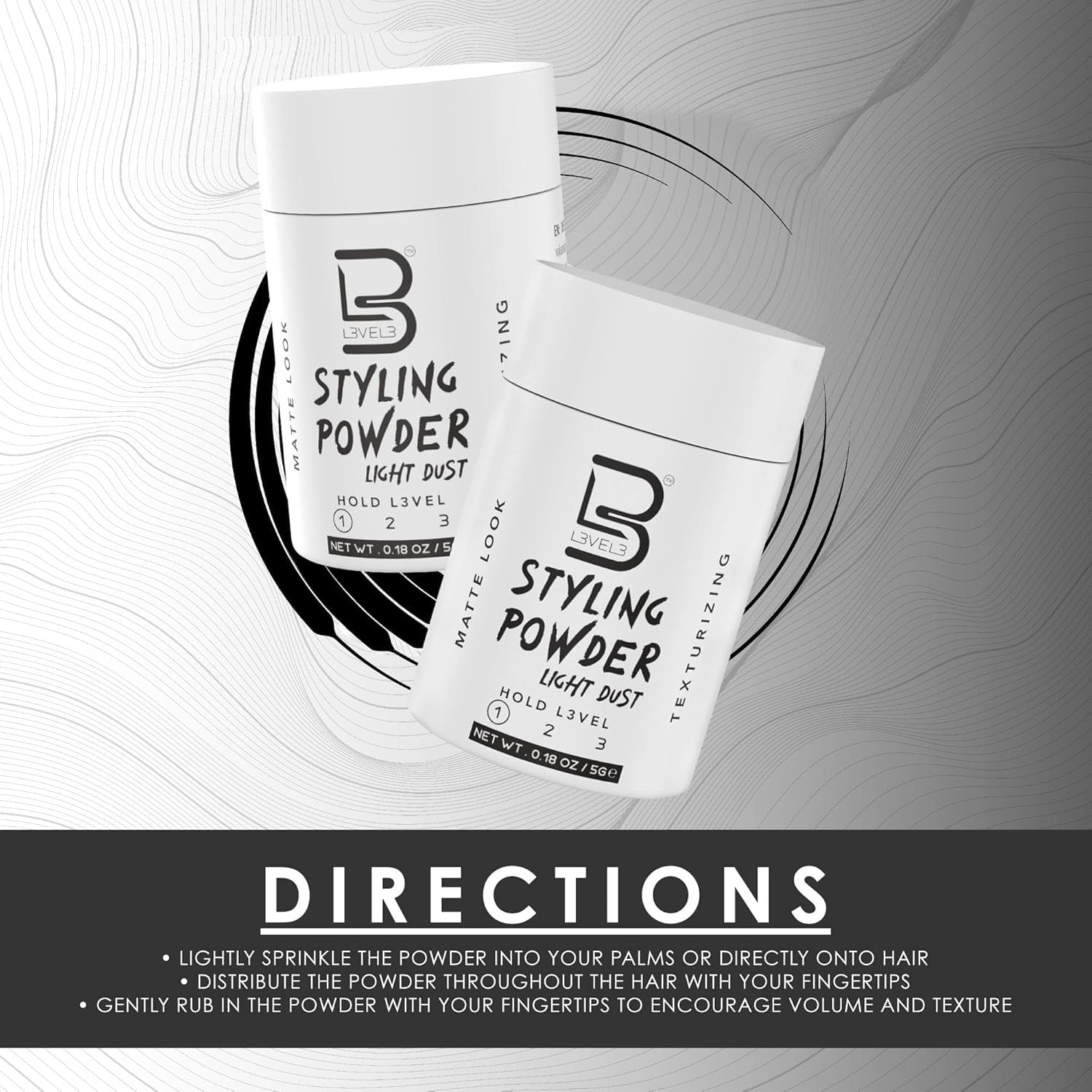 L3 Level 3 Travel Styling Powder - Small 0.18 oz for Travel - Natural Look Mens Powder - Sample Styling Powder (12, White)