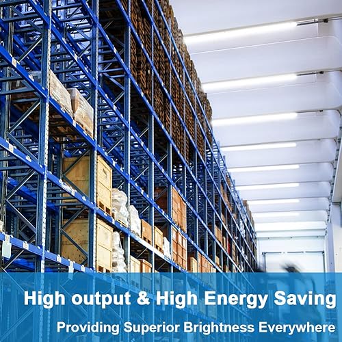 Miniatura 5 de SHOPLED Tubo de luz LED de 90 W y 8 pies, 11700LM 6000K, forma de D, alto rendimiento, cubierta transparente, enlazable, luces de taller de garaje