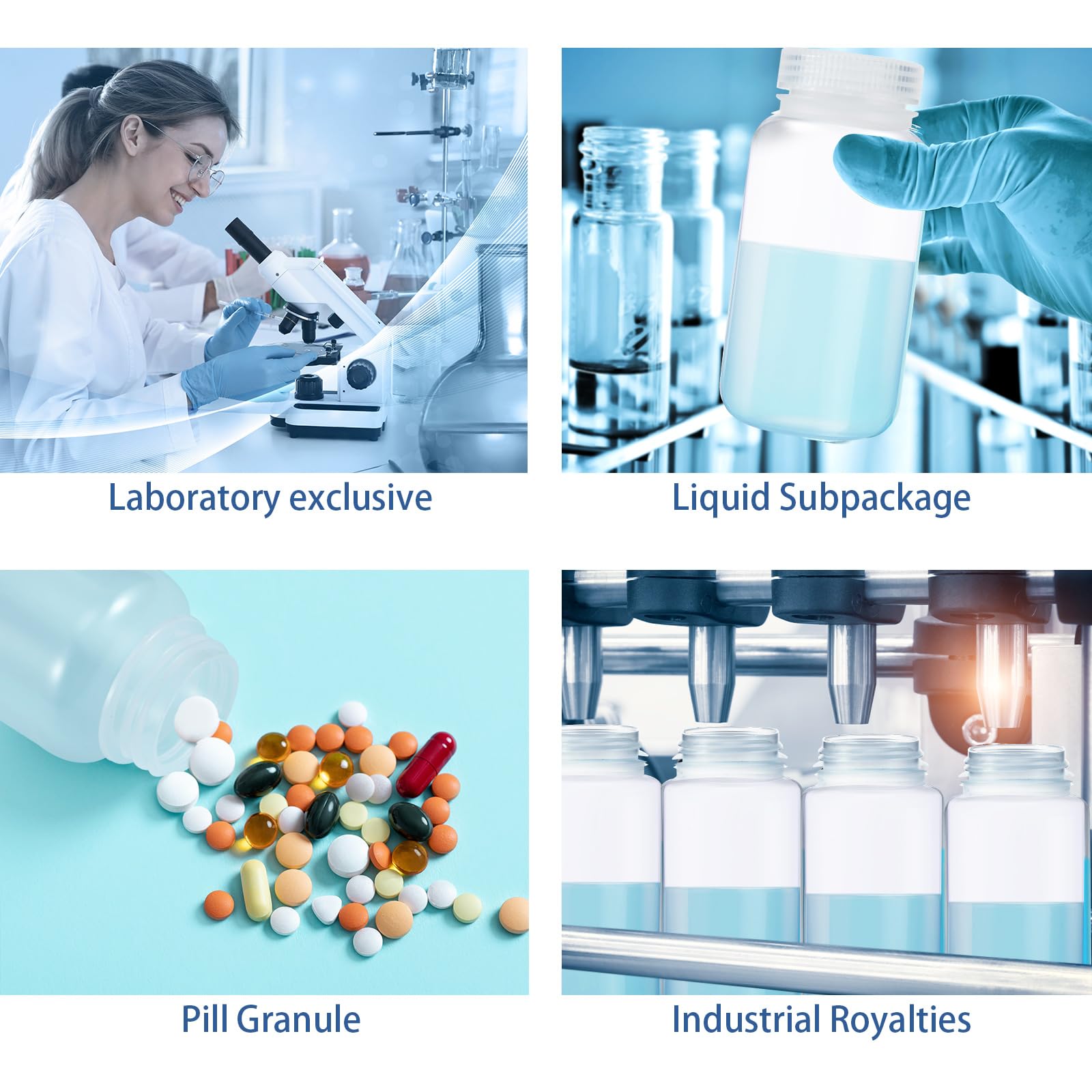 Tatuo 30 botellas de muestra de plástico de 8 onzas, botella de reactivo de boca ancha con tapas de rosca, botellas de almacenamiento de líquidos translúcidos de polietileno para laboratorio y aula,