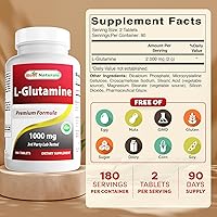 Vista 2 de Best Naturals L-glutamina 1000 mg 180 comprimidos (180 unidades (paquete de 3))