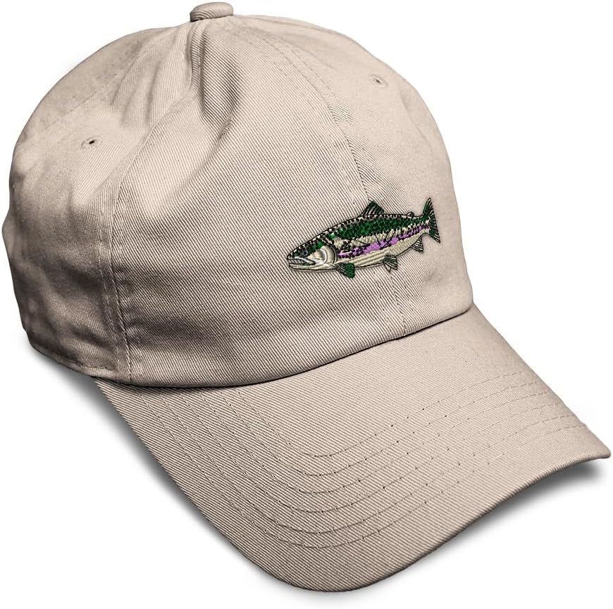 Custom Soft Baseball Hat Embroidered Dad Hat Fish Rainbow Trout Men & Ladies Baseball Cap Cotton