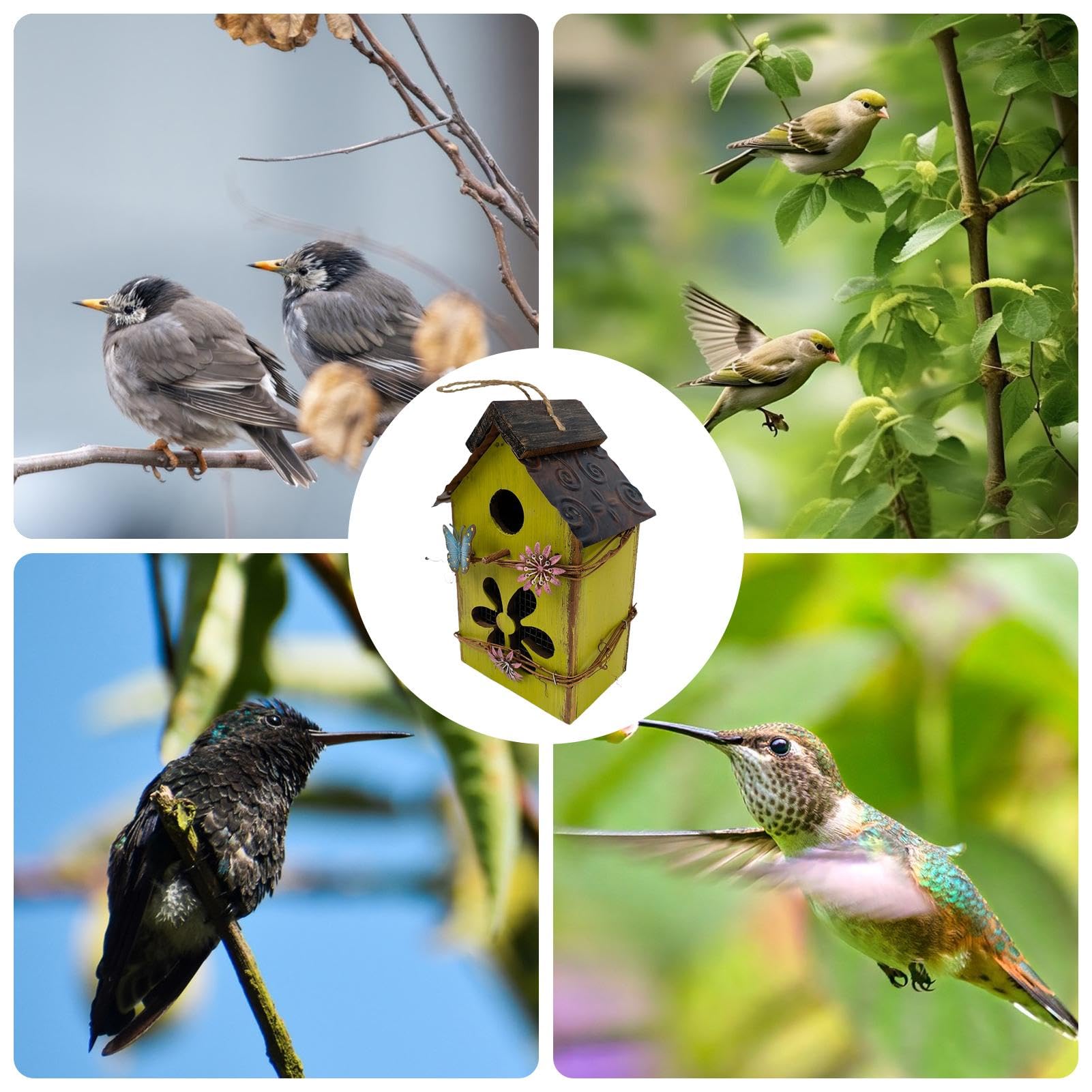 Niedliches aus Holz – dekoratives hängendes Vogelhaus den Außenbereich für Garten, Terrasse und Park (grün)