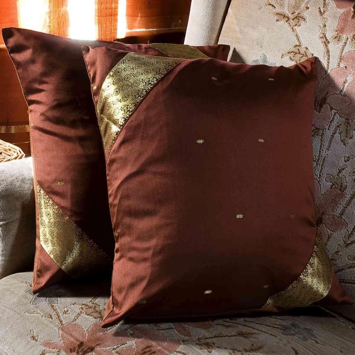 Stunning Turquoise Handmade Sari Cushion Covers | Set of 2 | Indian Sari Throw Boho Decor Pillow Covers with Zipper Enclosure | Ideal for Home Decor 16" X 16"