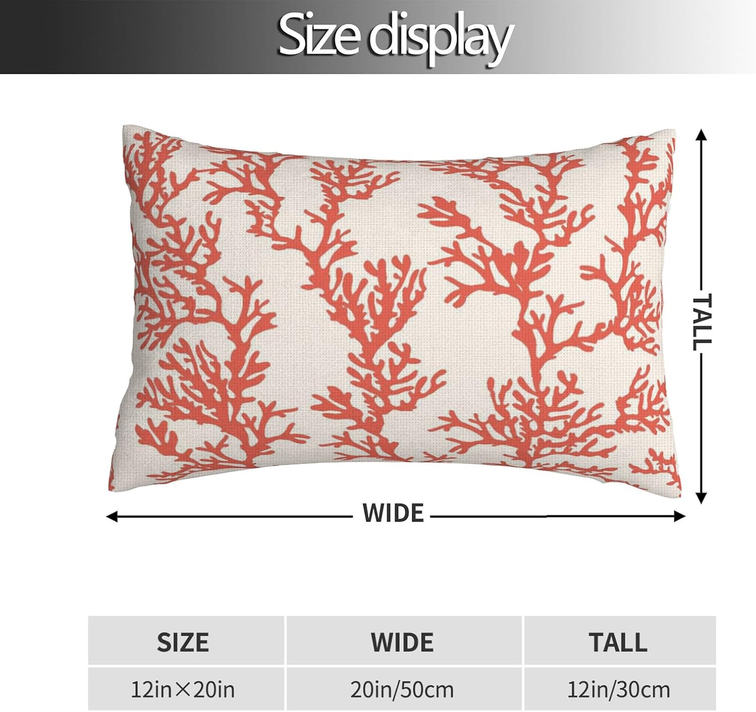 Tropical Pattern Corals Lumbar Throw Pillow Covers Beach Coral Pillow Cases 12x20 Inch Set of 2 Nautical Coastal Themed Outdoor Decorative Pillowcase Cushion Cover for Couch Sofa - Image 4