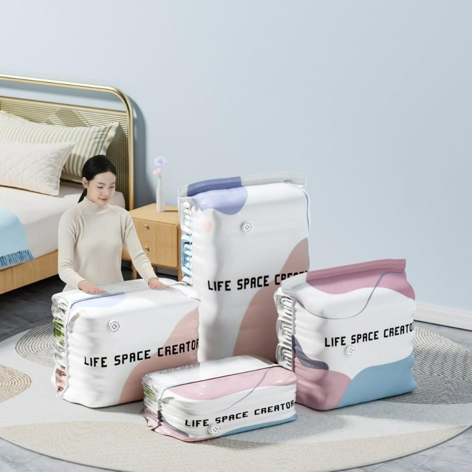 Color thickened non suction vertical compression bag, vacuum storage bag, thickened storage bag (suction pump needs to be purchased separately)