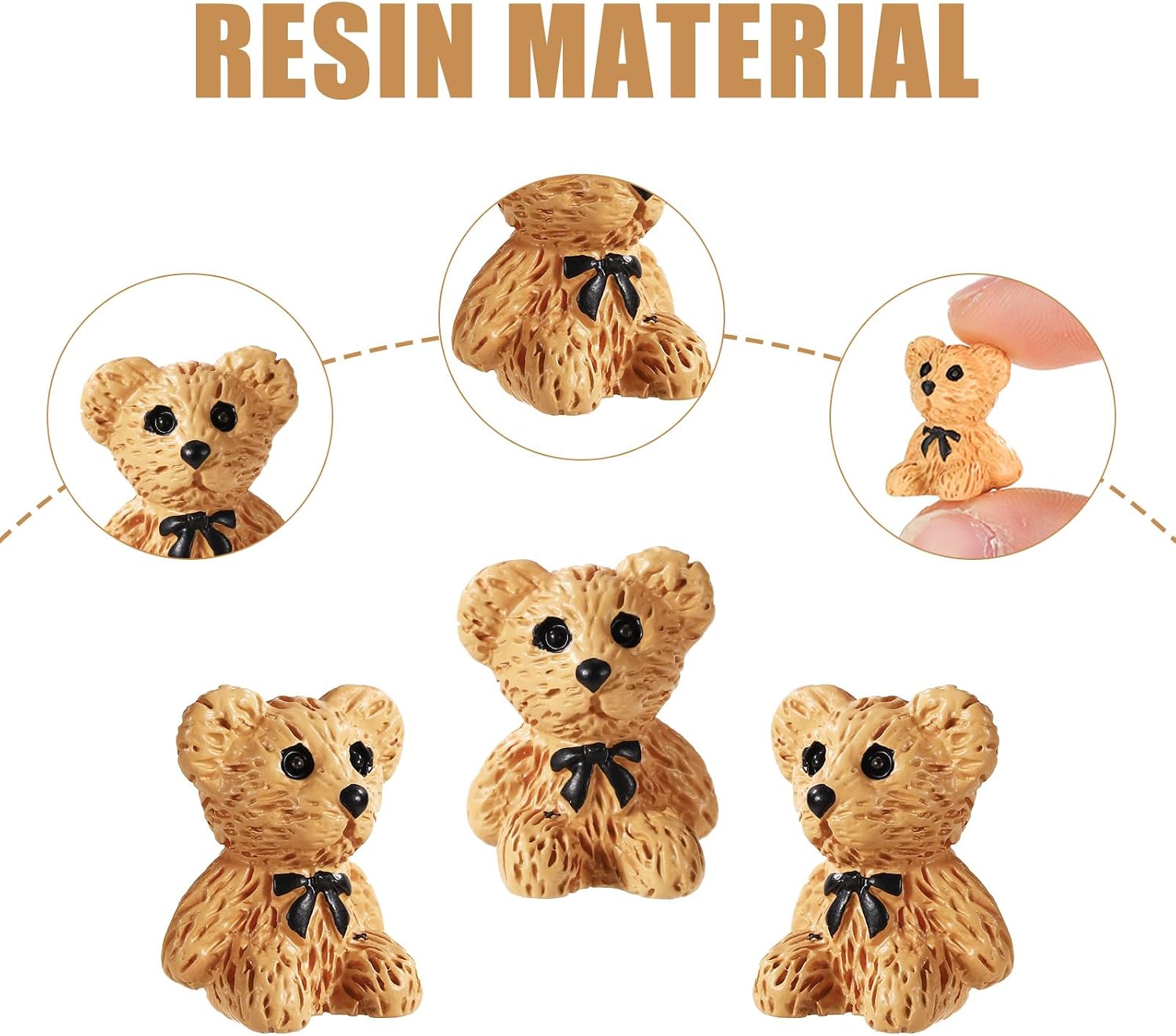 Lyreh 30pcs Mini Resin Teddy Bear, Cute Miniature Teddy Bears Plush Doll