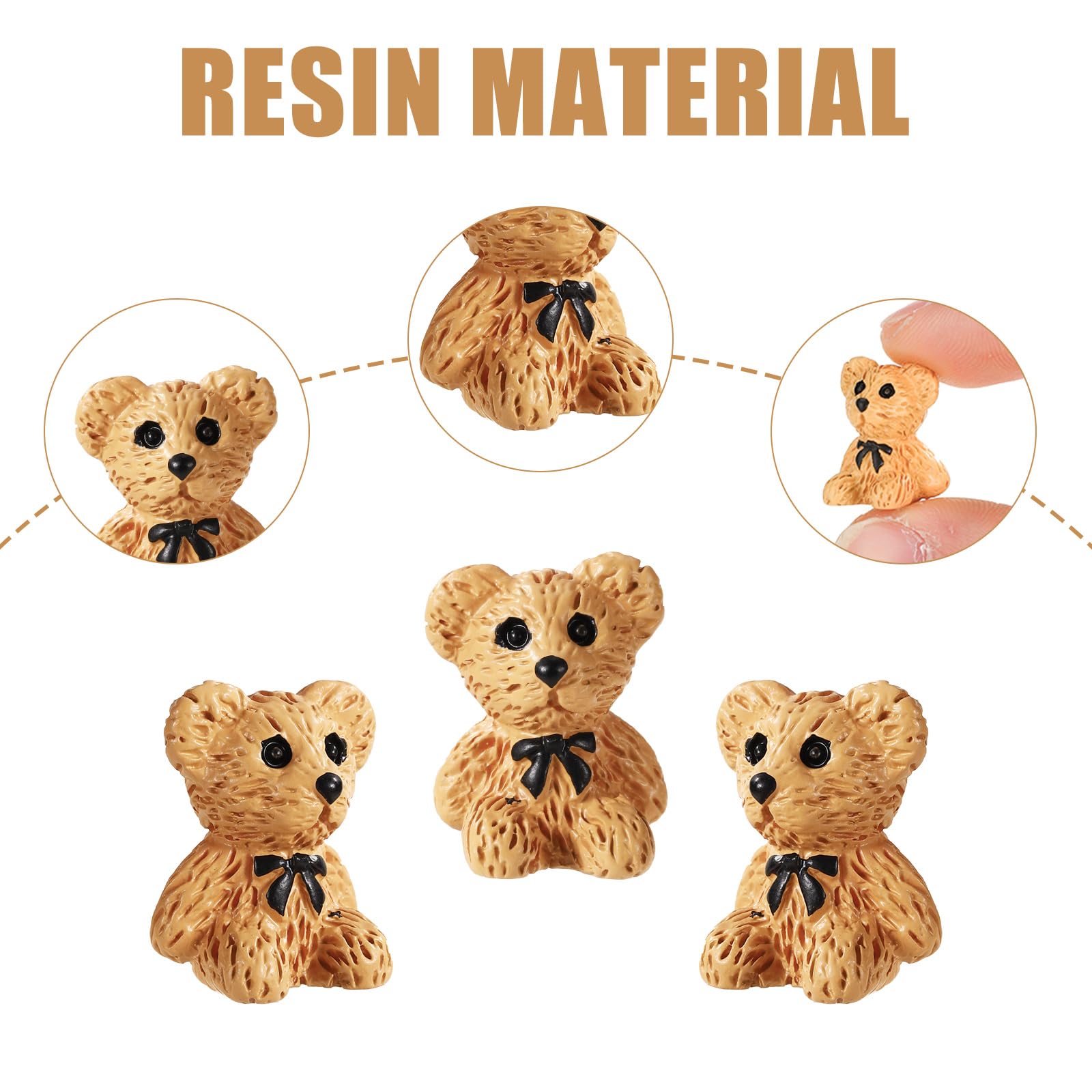 Lot de 30 mini ours en peluche miniatures en résine - Accessoires de décoration parfaits pour voiture, jardin féérique, anniversaire, mariage, fête, maison de poupée (marron