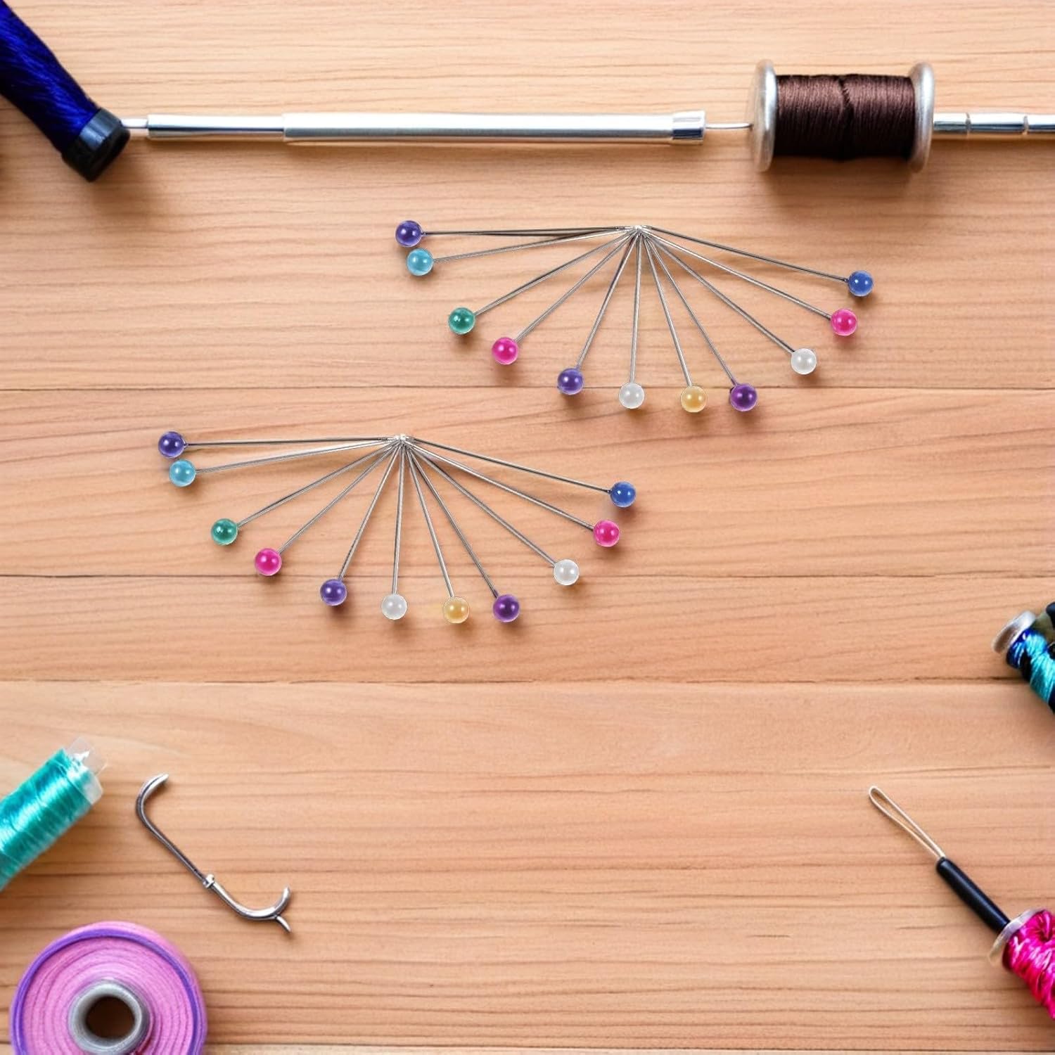 Cabilock Colorful Pearlized Head Quilting Pins 4x38mm Stainless Steel Straight Sewing Pins for Dressmakers and DIY Fabric Positioning – 600 Pieces (3 Boxes)