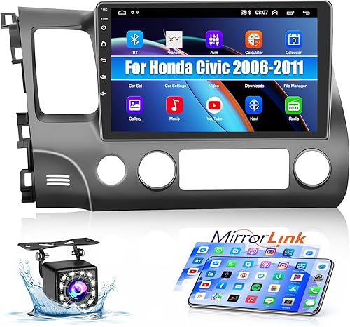 Radio de coche Android para Honda Civic 2006-2011 Estéreo de coche 10.1 Pantalla táctil Estéreo GPS Navegación para coche Android Unidad principal