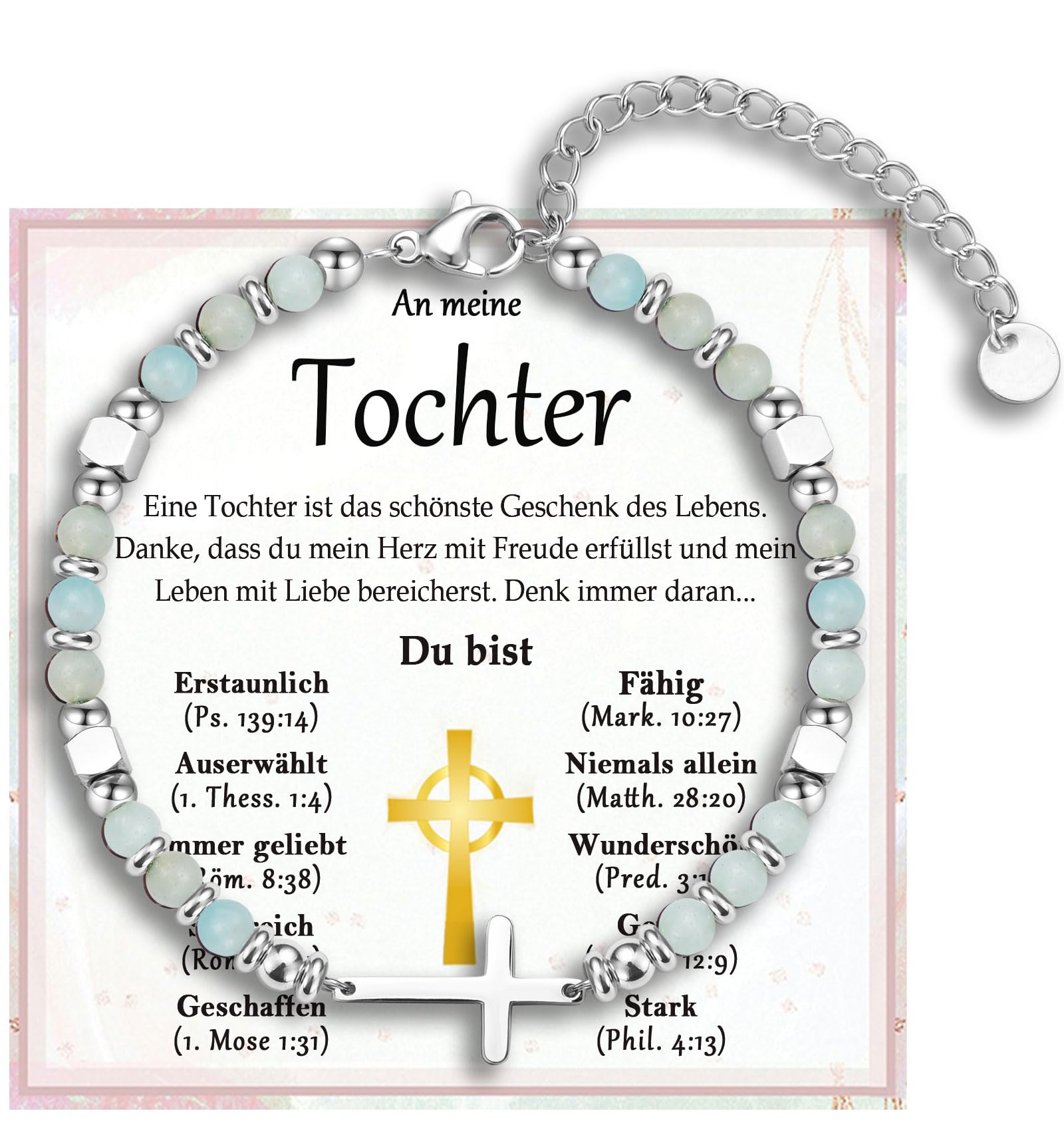 Pulsera de cruz para niñas joyería infantil comunión ajustable 8
