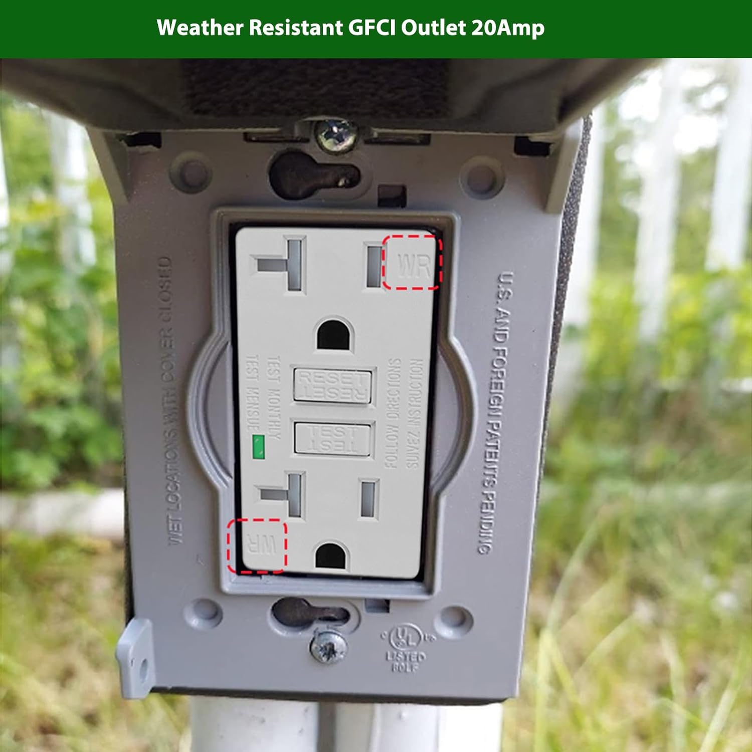 Greencycle GFCI Outlet 20 Amp 3 Pack, GFI Electrical Outlet White, Weather Resistant Outdoor Receptacle with LED Indicator - ETL Listed, Residential & Commercial Grade, Includes Wall Plates & Screws