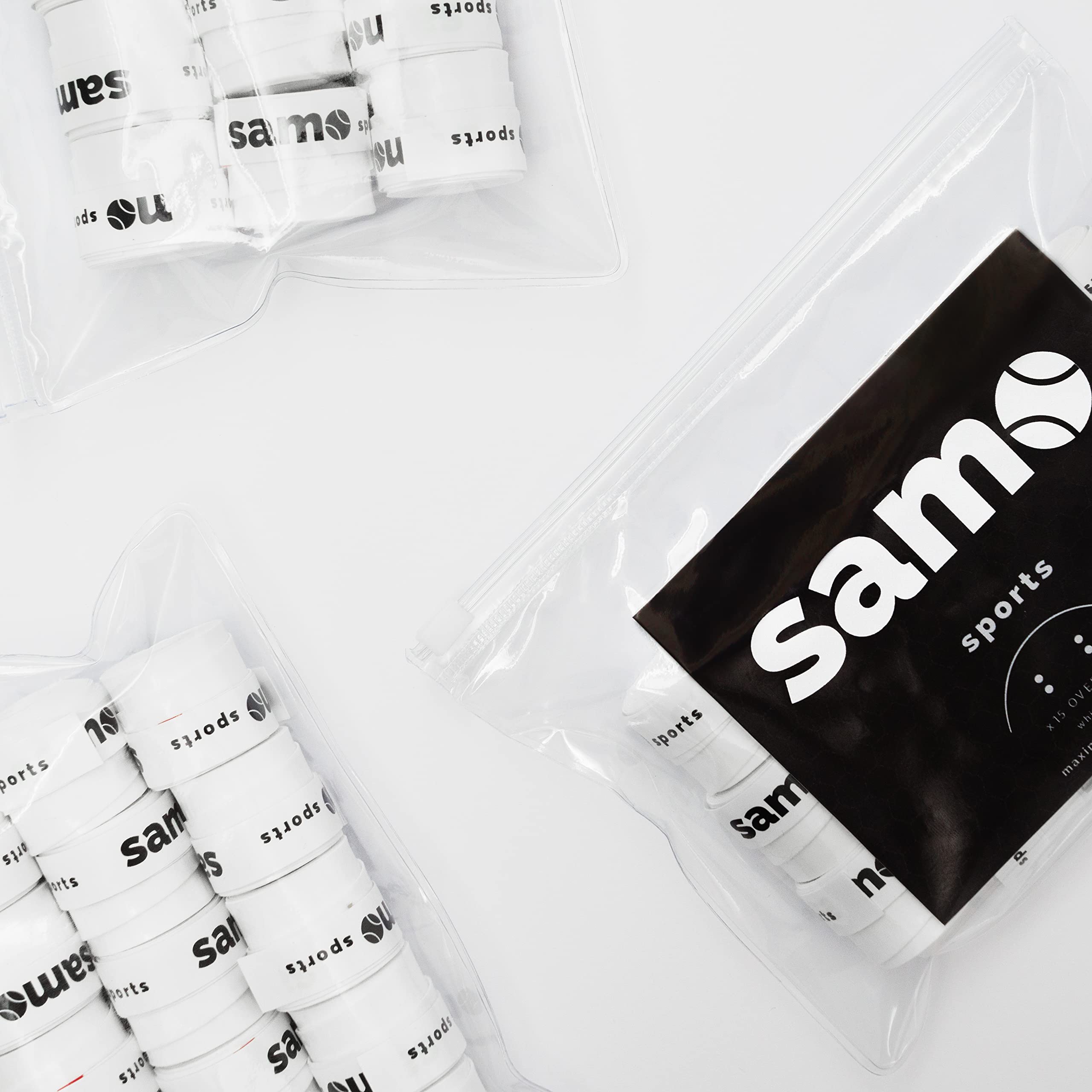 SAMO Sports| Pack 15 Overgrips para Pala de Padel o Raqueta de Tenis| Grips Lisos de máximo Agarre