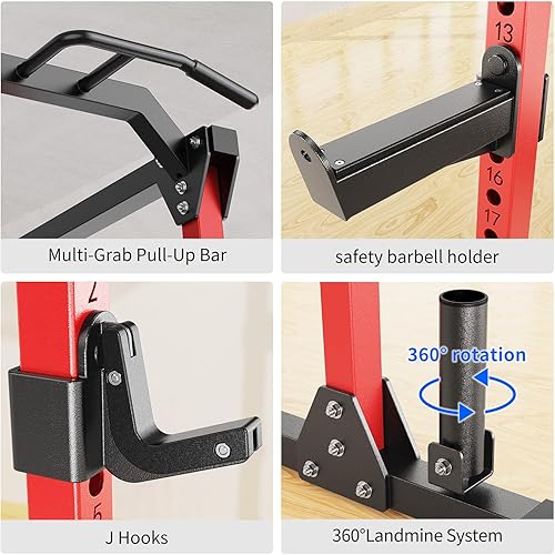 Miniatura 4 de Power Rack Power Cage Rack multifunción para sentadillas con sistema cruzado de cable seleccionable más accesorio de entrenamiento para garaje