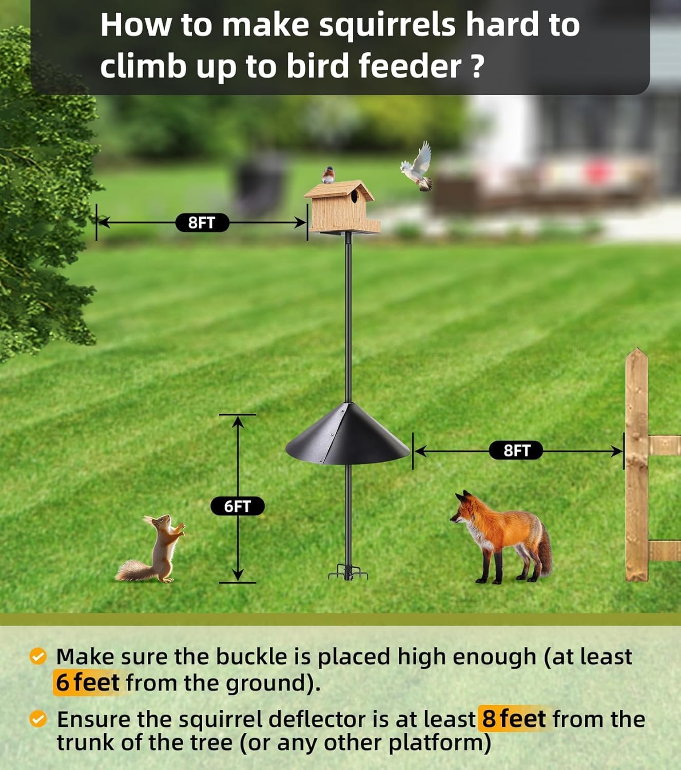 2 Pack Squirrel Baffle for Bird Feeder Pole, Outside Pole Mount Bird House Guard for Outdoor Shepherd’s Hook (2 Pack-16 inch)