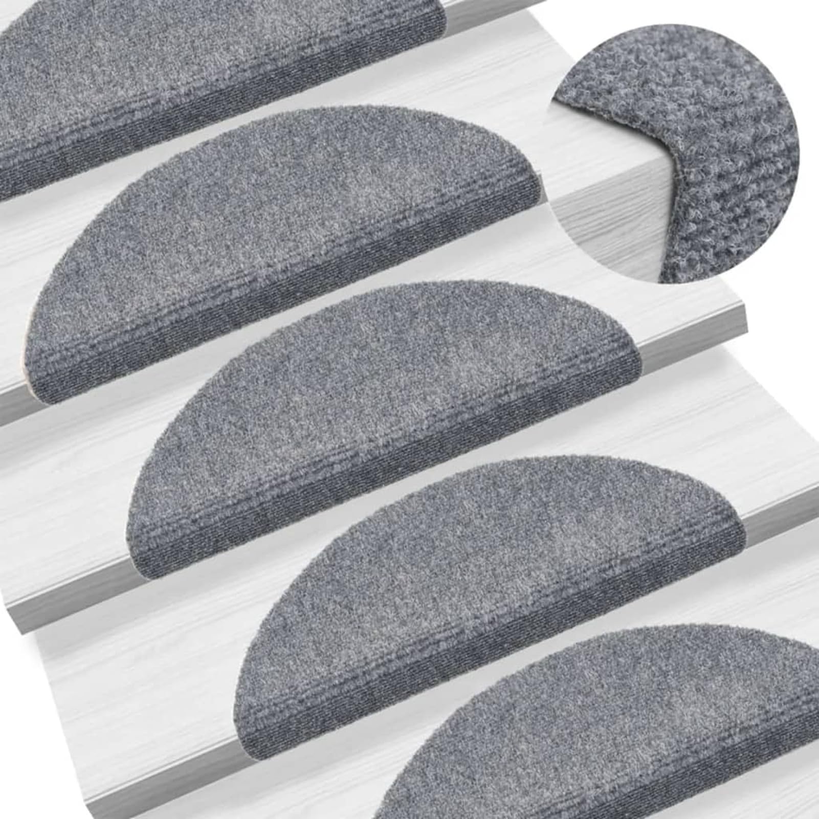 Tidyard Tapis d'escalier Auto-adhésif 15 pcs 56x17x3 cm Gris Clair, Tapis Escalier Tapis de Sécurité pour Sol Protection, Aînés et Animaux