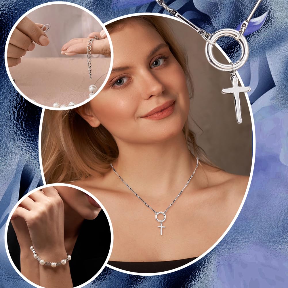 AHANDMAKER 925 Sterling Silber Halskette Enhancer Verschluss 12mm Runder Halskettenverkürzer Schmuckverschlüsse Federtorring Zur Schmuckherstellung Armbänder Silbern Silberfarbig