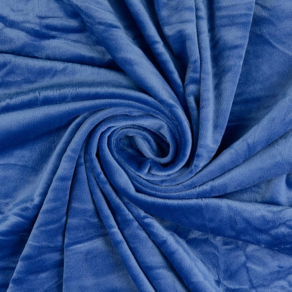 Squish Cuddle Fleece Velour Fabric Material Sapphire Blue 1MTR
