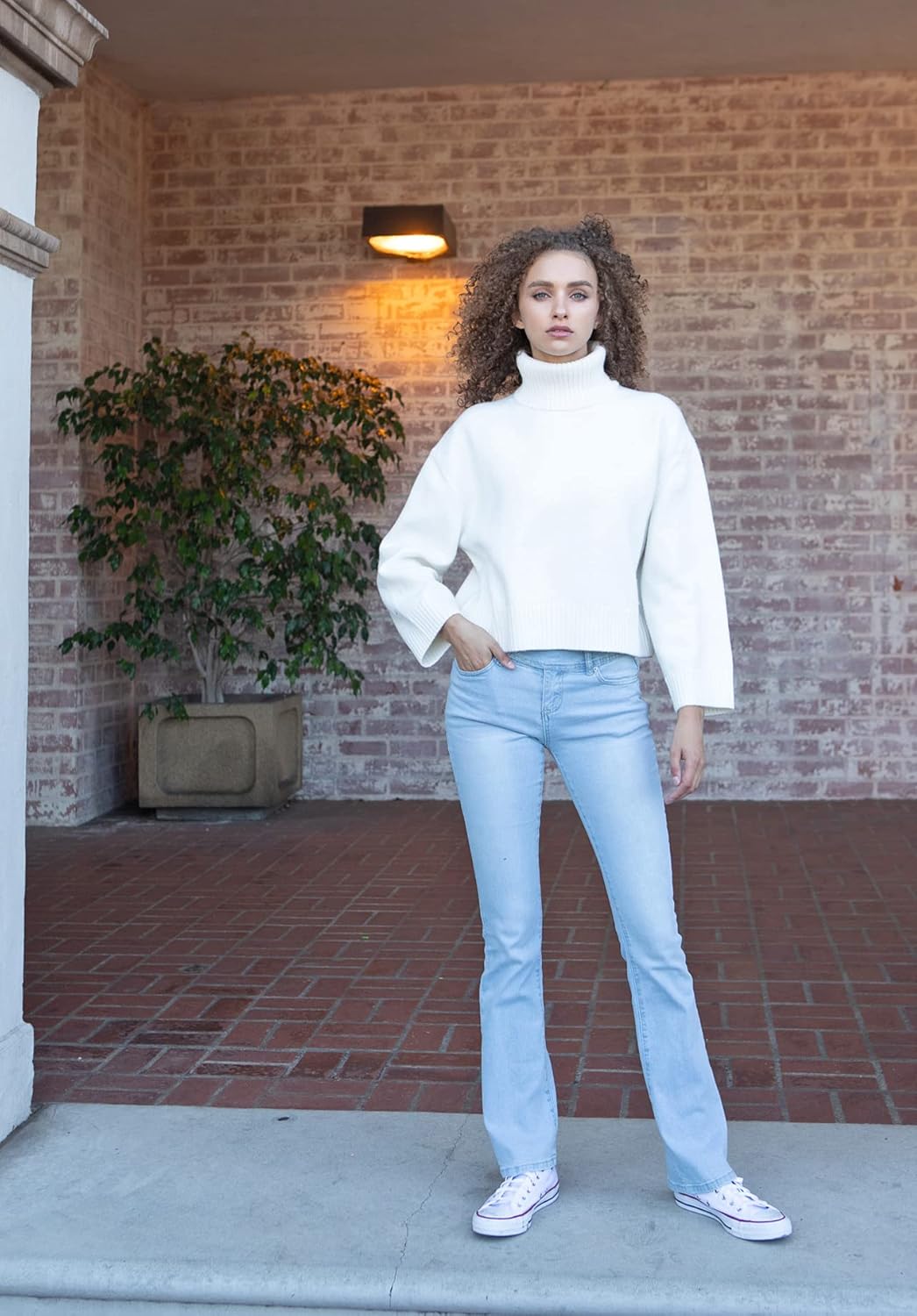 KHAKI & BLUE Women's Stretch Low Rise Bootcut Flared Denim Jeans