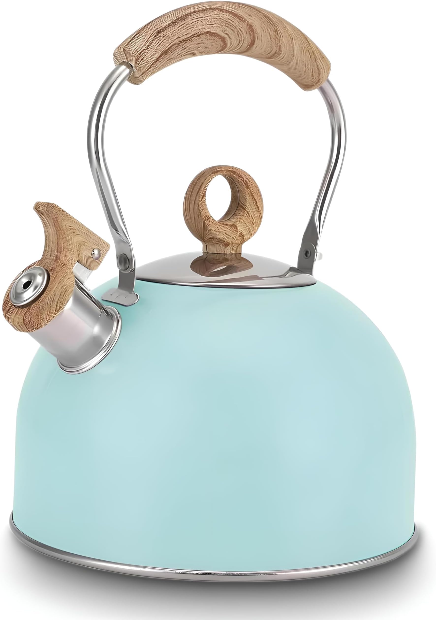 KROLLMANN, bollitore a fischio in acciaio inossidabile da 2,5 l, in colori assortiti, a forma di teiera , Acciaio INOX, argento, 2,5 l