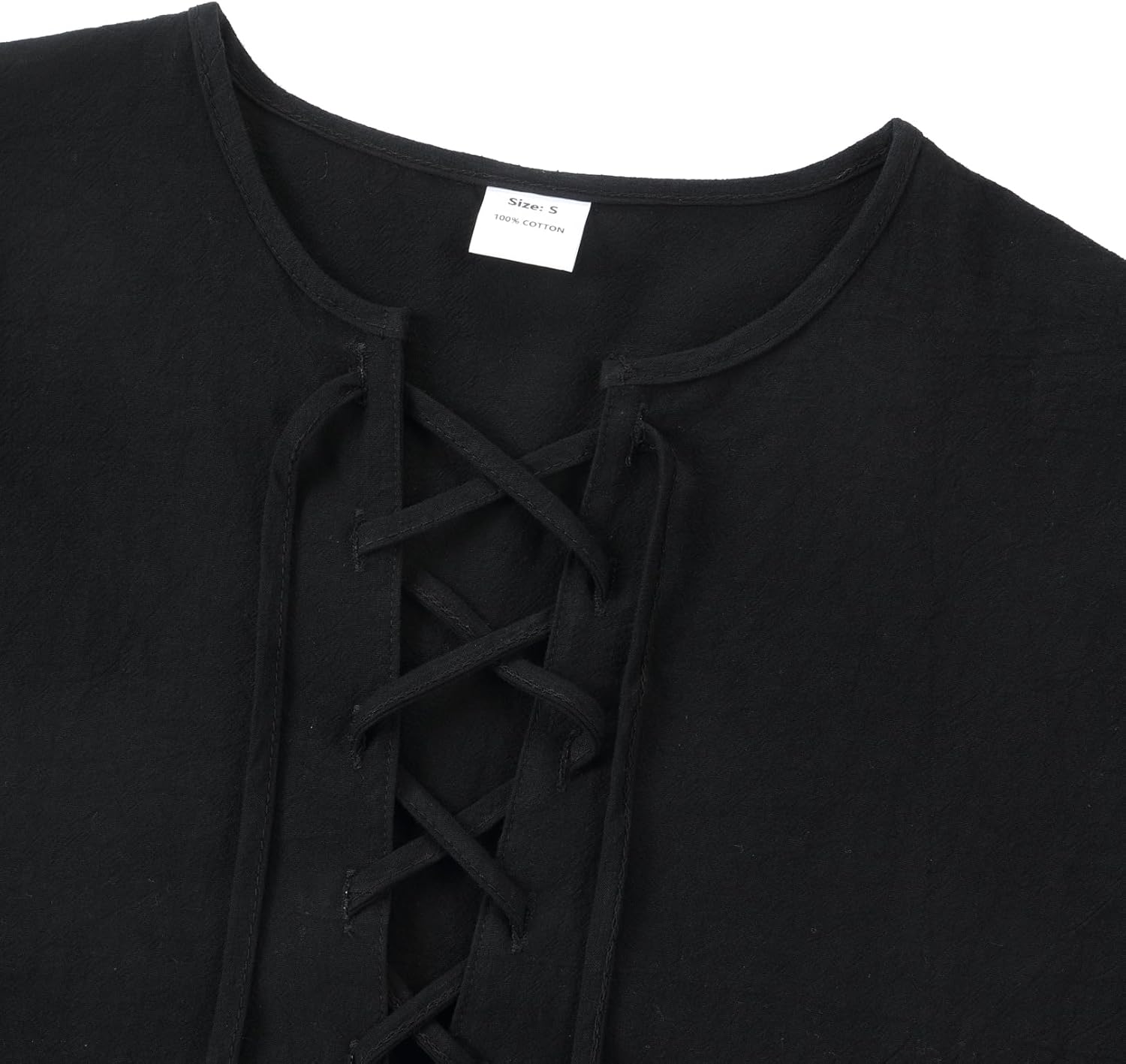 Mens Renaissance Shirts Sleeveless Cotton Lace up Shirts for Pirate Viking Medieval Cosplay Costume Without Belt - Image 4