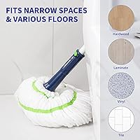 Vista 6 de BOOMJOY Trapeador giratorio con sistema de autoescursión para limpieza de pisos, almohadilla para fregar para manchas difíciles, mango largo de 53