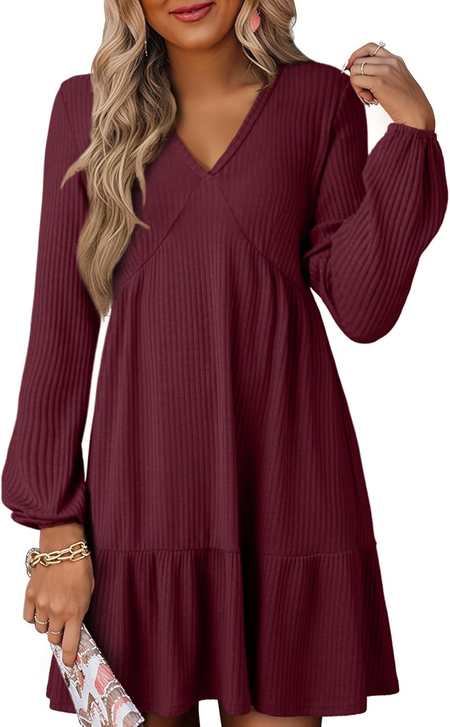 Dokotoo Fall Dresses for Women 2025 Long Sleeve V Neck...