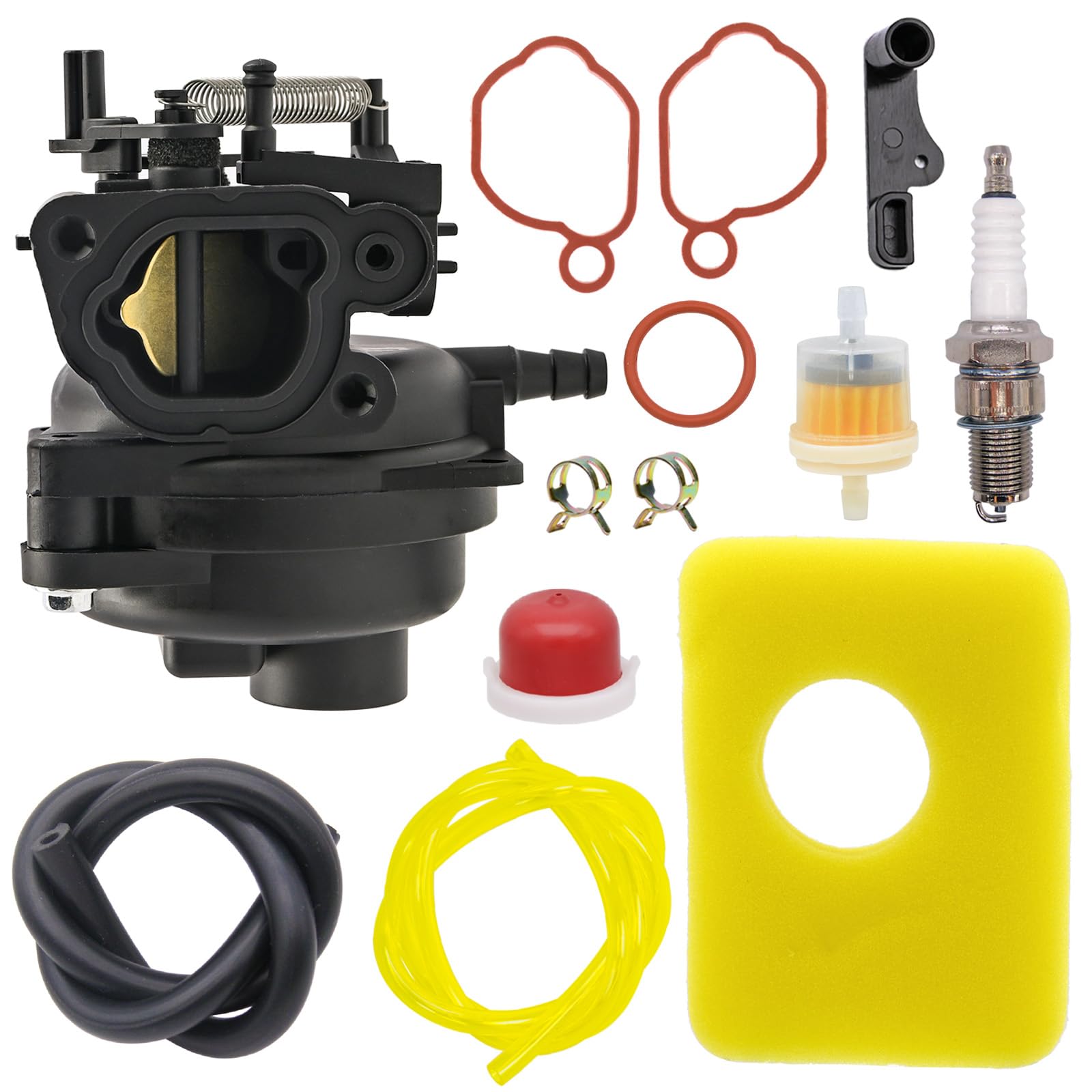 3-Pack Carburetor Kit – Replaces 799584 & 594058 – Fits Briggs & Stratton Troy-Bilt TB110 Lawn Mower Engine 4 thumbnail image