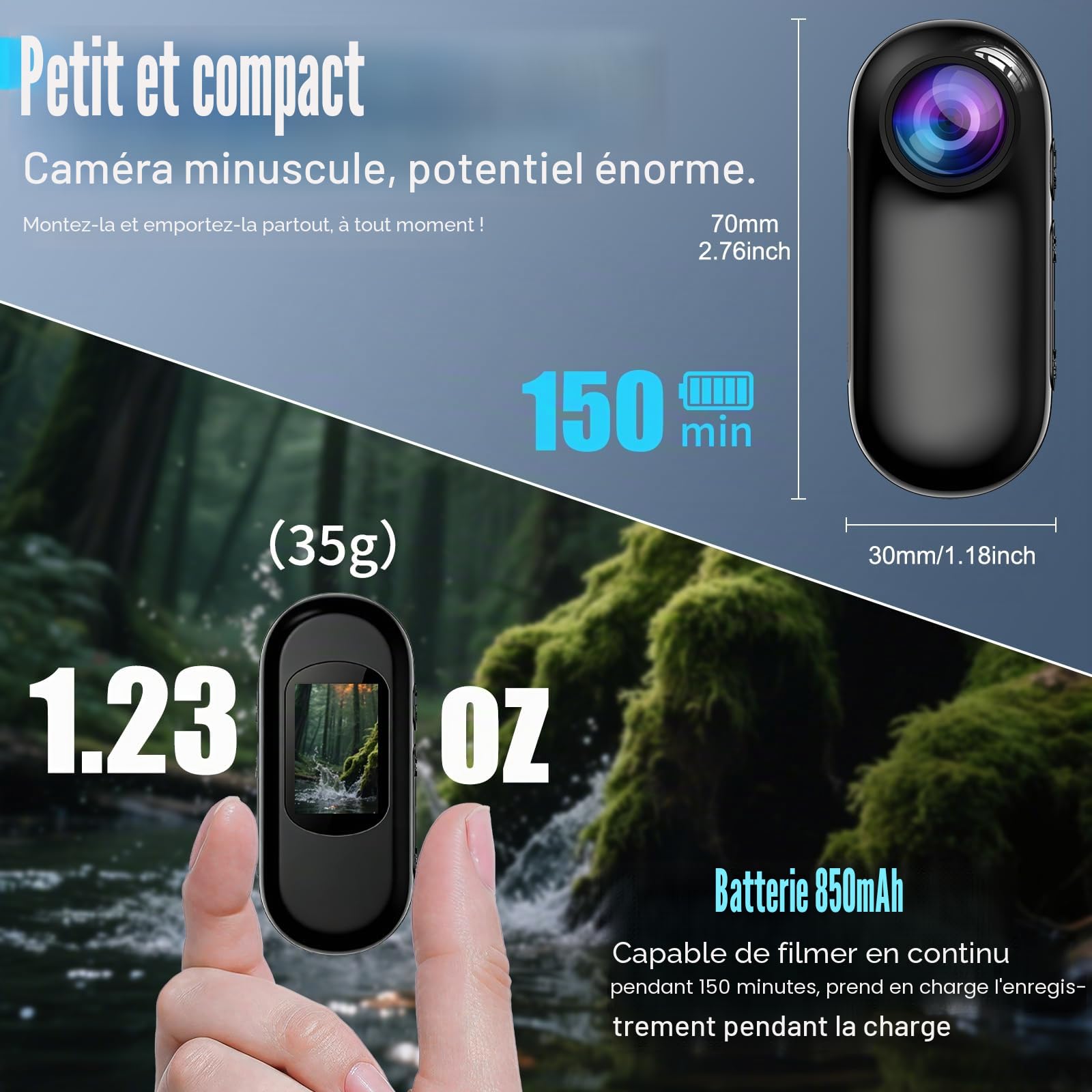 OBEST Mini Action 4K Caméra sous-Marine, Mini Cam Wi-FI étanche à l'eau