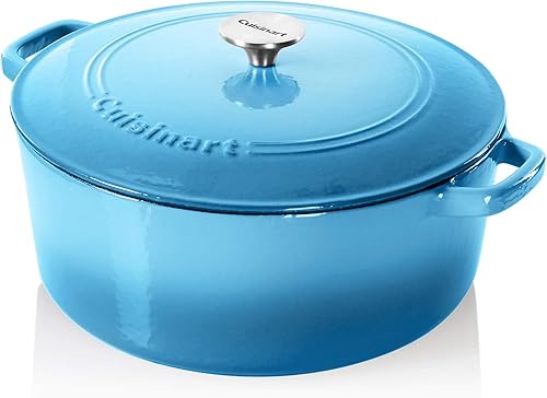 Cuisinart Chef's Classic - Cacerola redonda de hierro fundido esmaltado (degradado azul, 7 cuartos de galón)