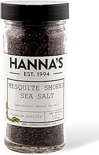 Hanna's Mesquite Smoked Sea Salt, Premium Quality, 4 fl oz Glass Jar