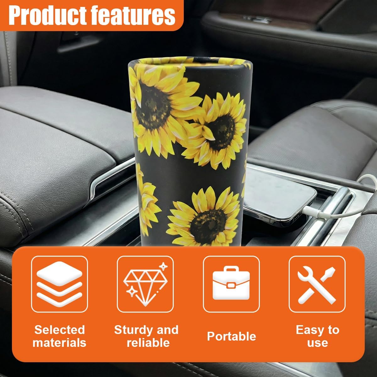 2PCS Car Tissue Holder for Automotive Cup Holder, Portable Cylinder Napkin Box for Vehicle Interior, Home and Office (Daisy) image 4
