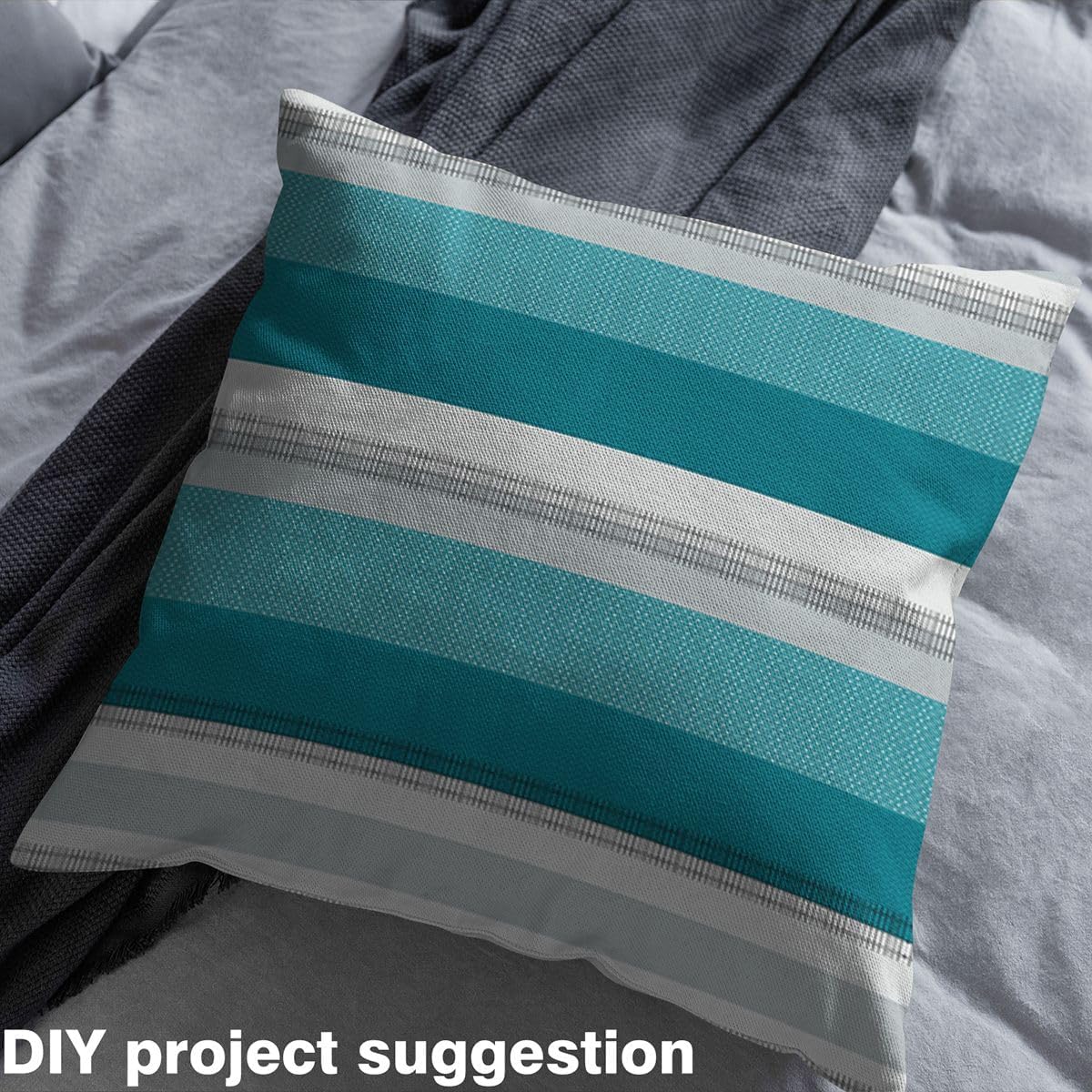 Teal Blue White Stripes Upholstery Fabric for Chairs 2 Yards Geometric Fabric by The Yard for Kids Patchwork Striped Decorative Waterproof Modern Art