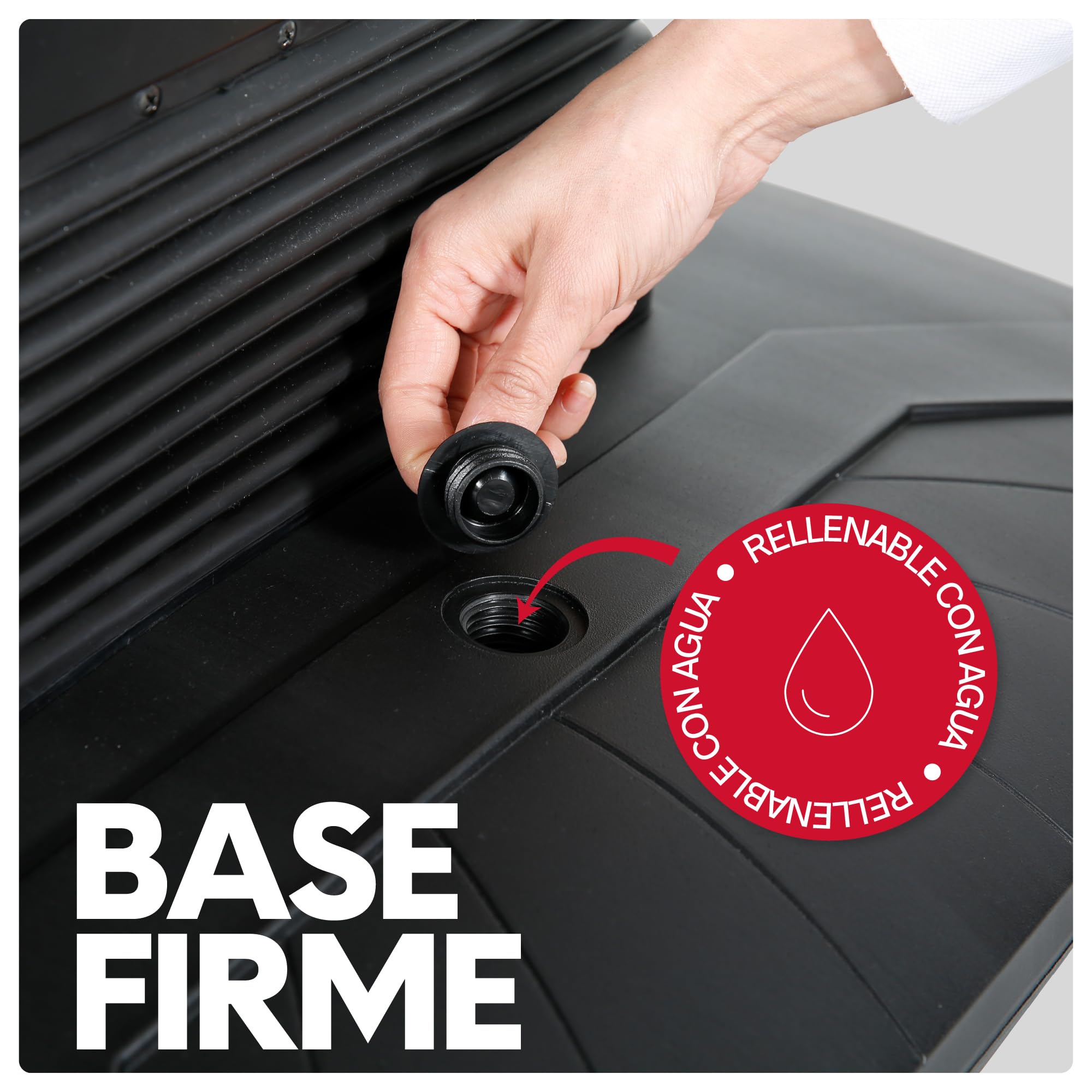Caballete Publicitario Exterior Dortmund | Expositor Doble Cara Tamaño A1 con Base Rellenable y Ruedas | Soporte para Carteles Resistente al Viento y Agua | Con Protector UV