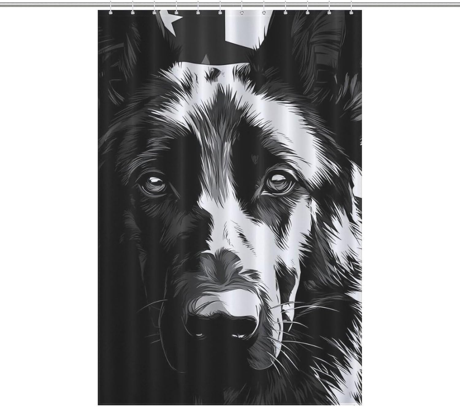 German Shepherd US Flag Shower Curtain 46.85x70.87Inch（119x180cm） Polyester Bath Curtain Shower Curtains Printed Decorative