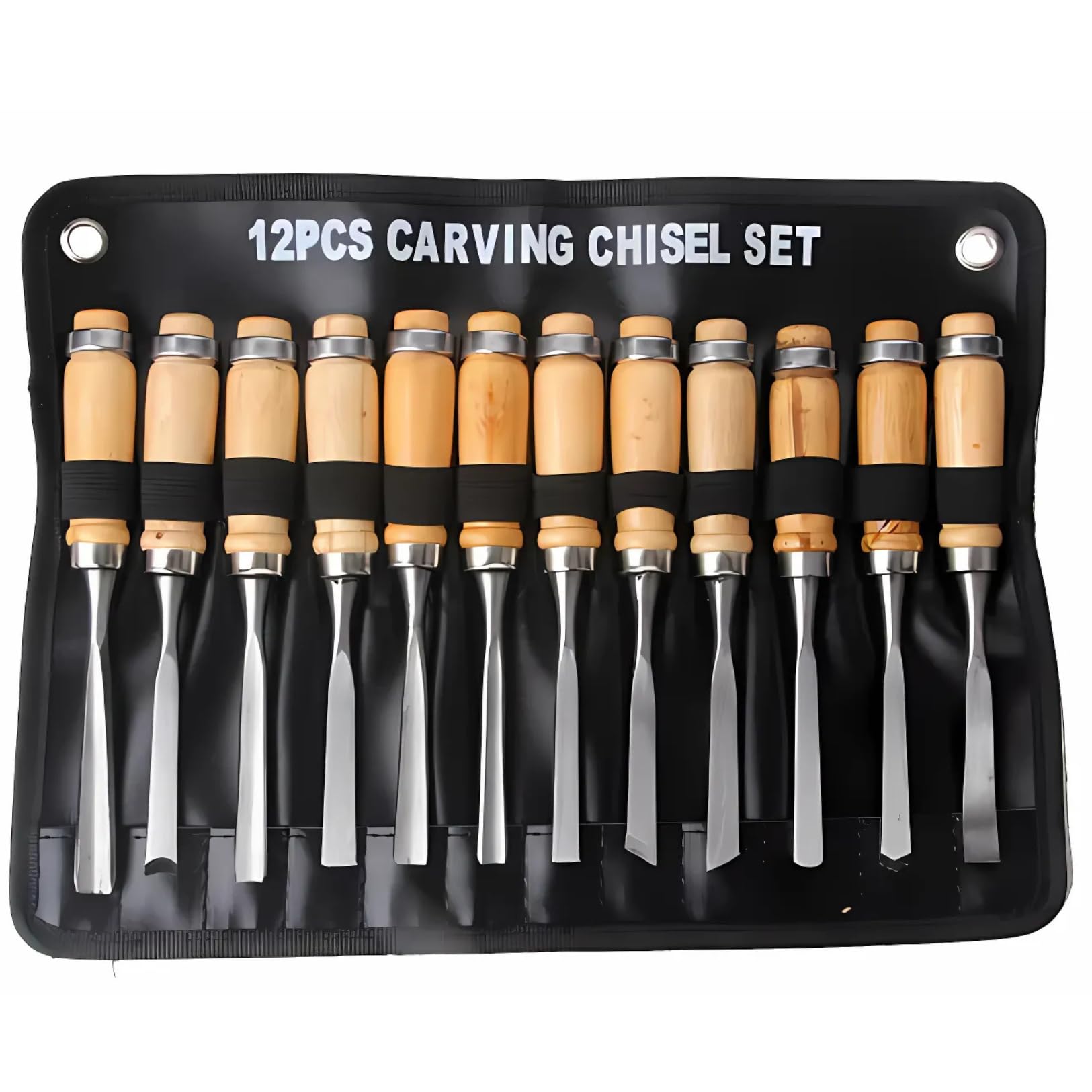 PLEAVIT Wood Carving Chisel Set 12 Piece Carbon Steel Storage Pouch