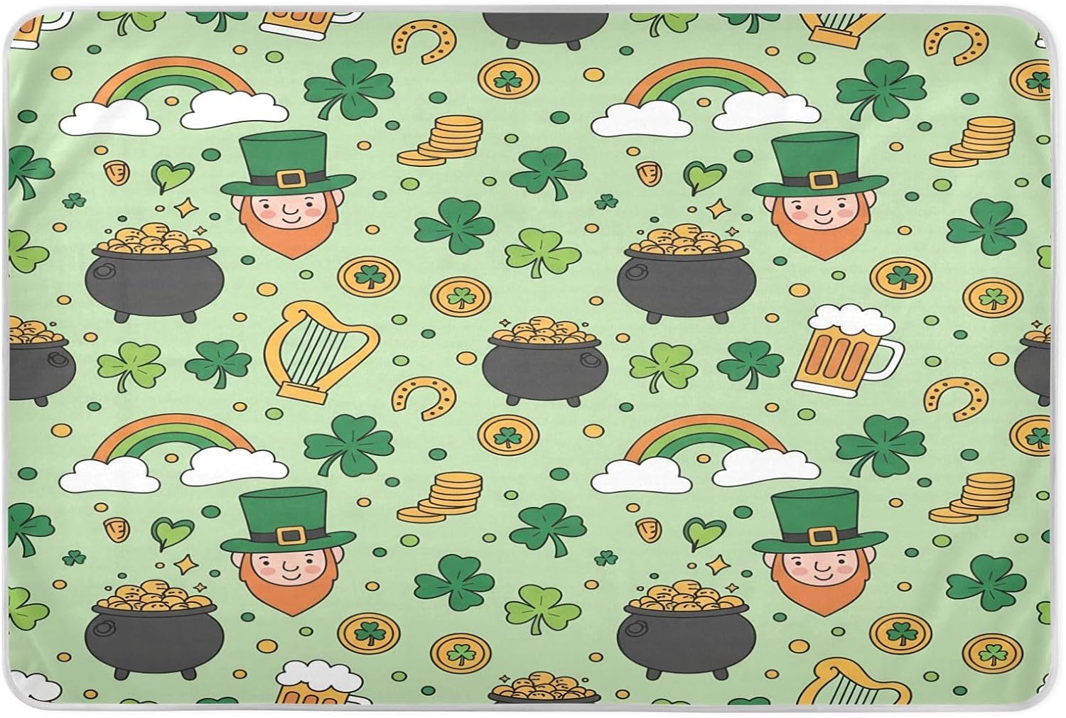 CEBUGI 34” x 52”Washable Underpads Heavy Absorbency Waterproof Incontinence Bed Pads St.Patrick’s Day Elements Pee Pads for Adults Kids and Baby
