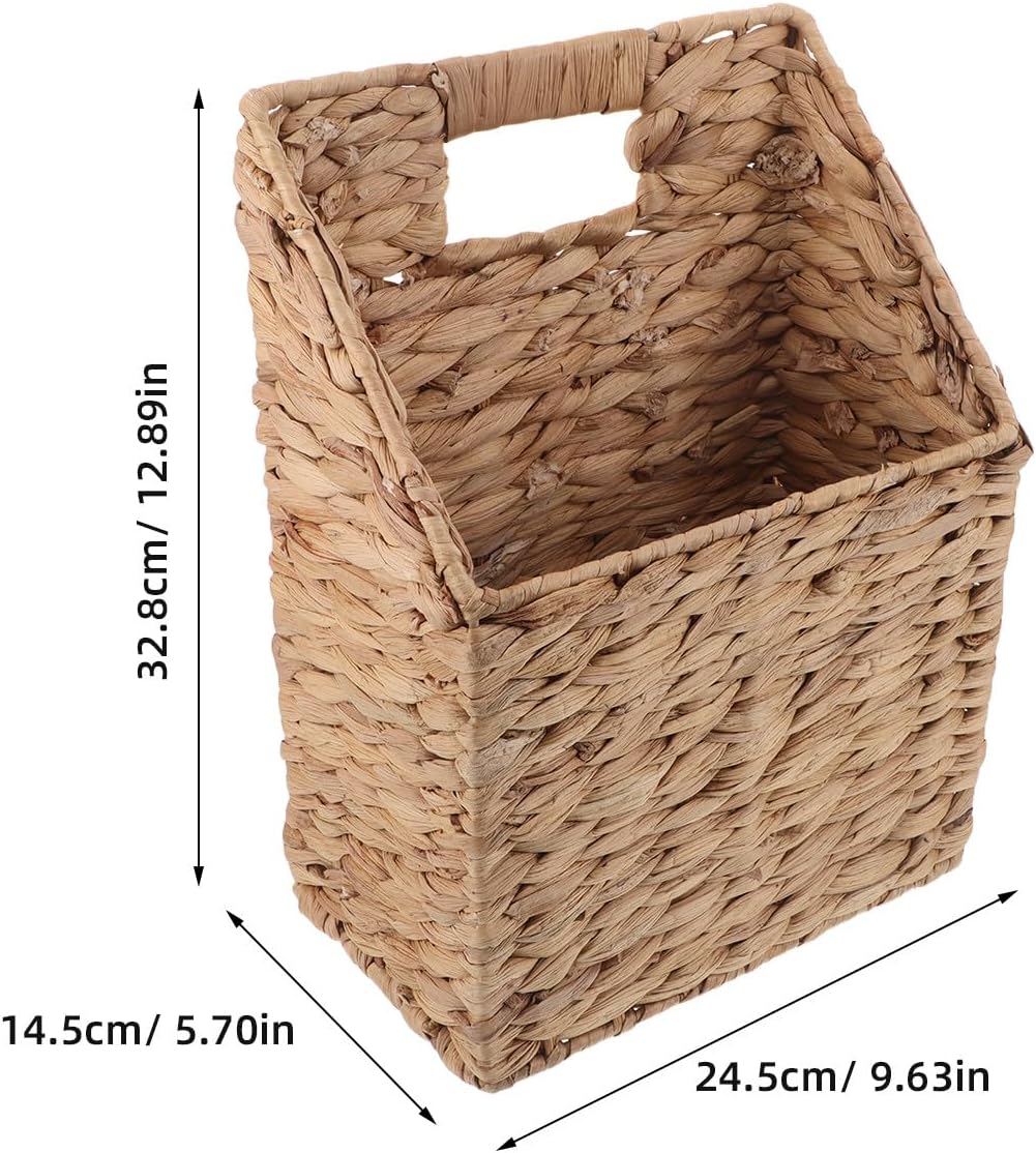 Ciieeo Handmade Large Hanging Woven Wall Basket, Decorative Seagrass Storage Organizer for Magazines, Books, Files, Entryway and Living Room