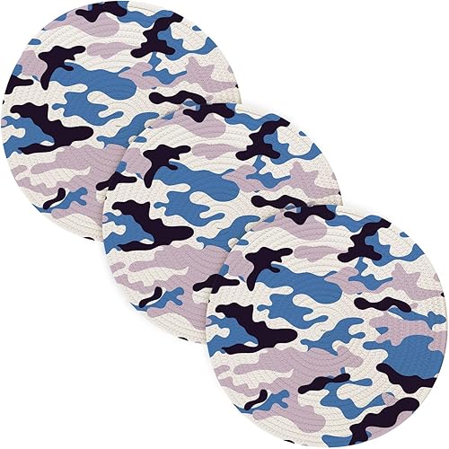 Miniatura 1 de Trivet - Placa caliente colorida con patrón de camuflaje para platos calientes, 15 pulgadas, tejido de hilo de algodón, absorbe agua, almohadillas