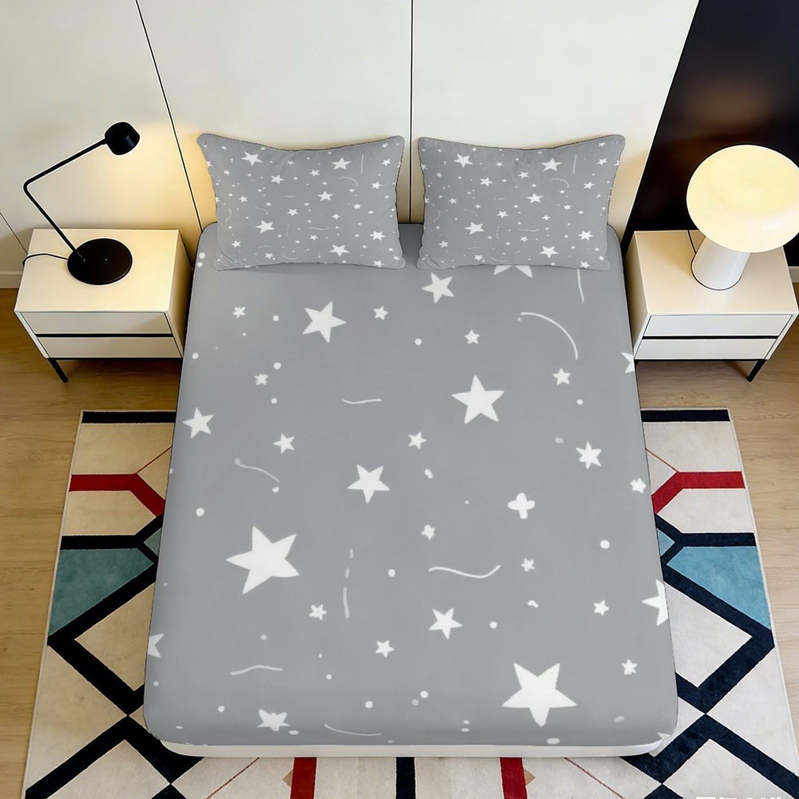 3D Printed Panda Rainbow Fitted Sheet Microfiber Deep Pocket Non-Slip Bedroom Set Adult Mattress Fitted Cover Washable 200x200x25cm