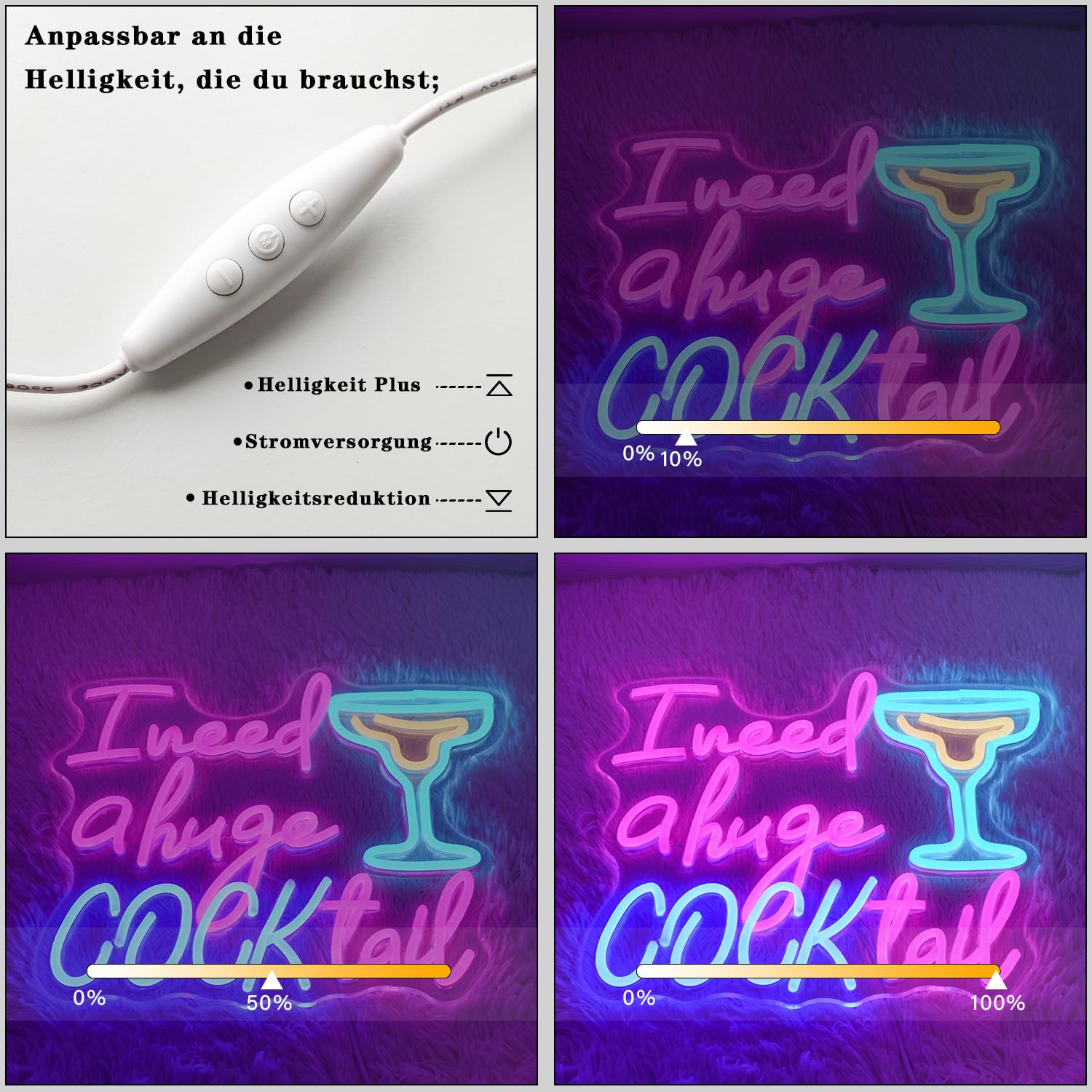Cocktail Neon Schild für Wanddeko Letter Neon Licht Bar LED Schilder Bunte LED Lichter für Bar Küche Restaurant