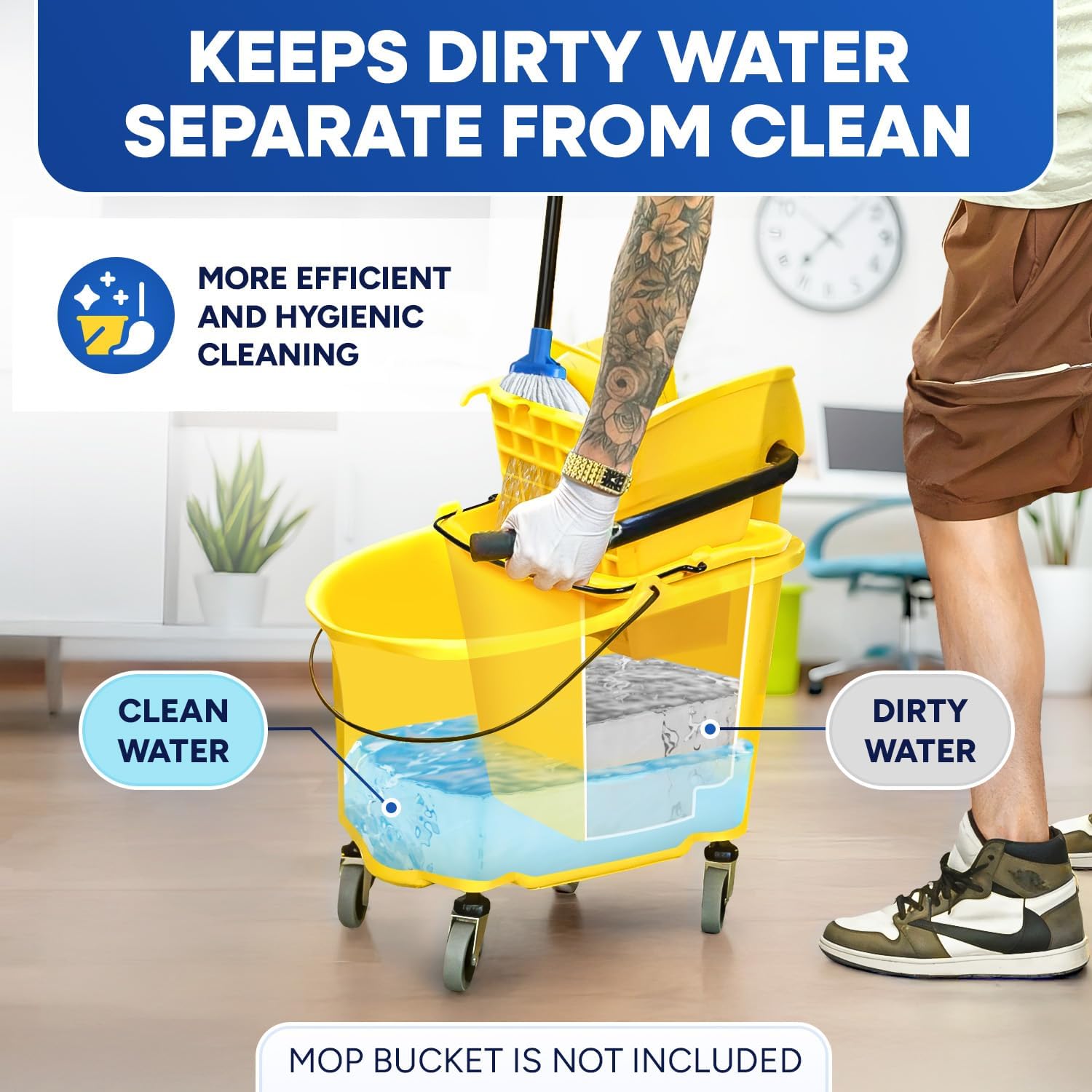 PLASTIC PRINCE Dirty Water Bucket Fits only Plastic Prince 35-QT Commercial Yellow Mop Bucket with Side Press Wringer
