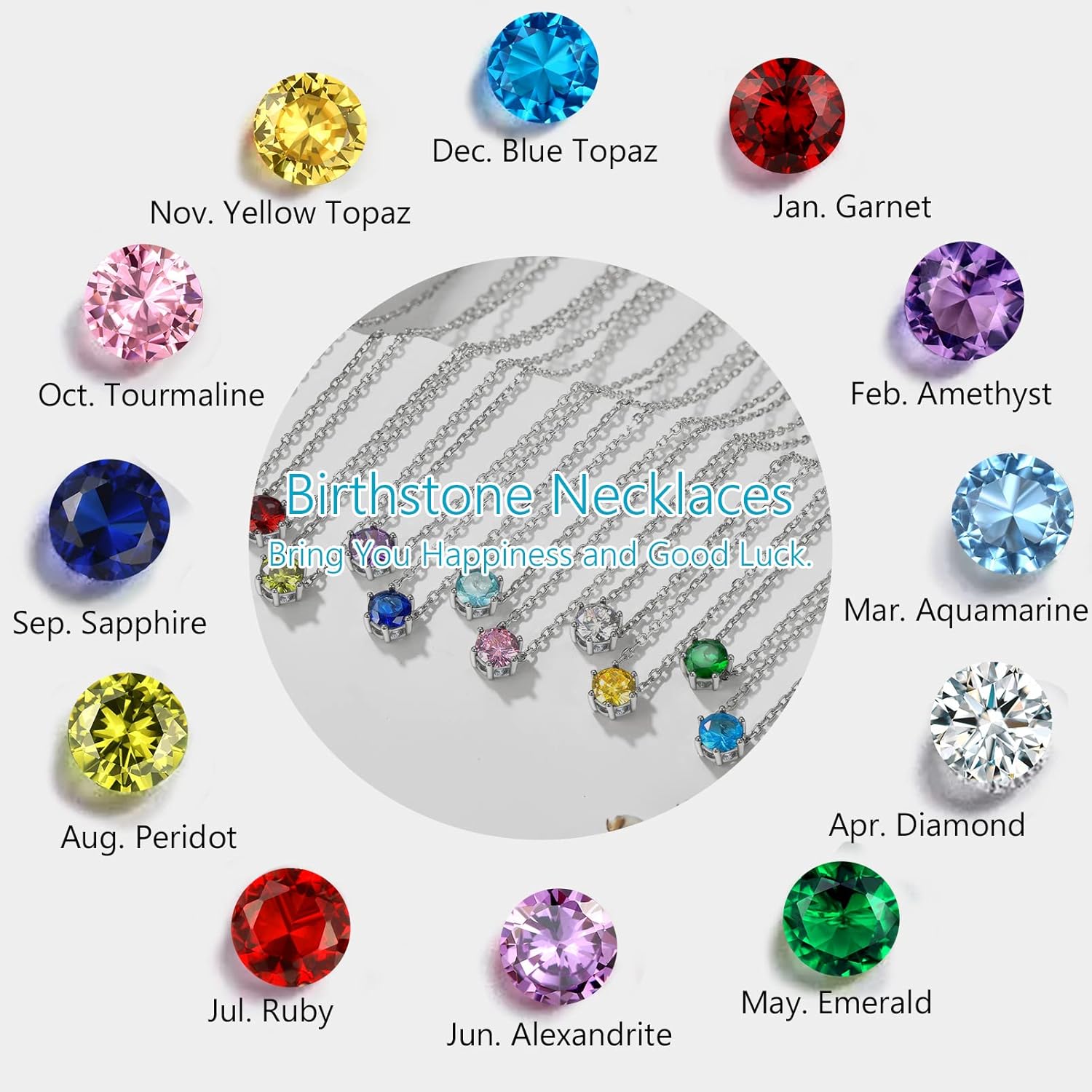 PROSILVER 925 Sterling Silver Dainty Necklace for Women, Gorgeous Cubic Zirconia Birthstone Necklace Jan - Dec Available, 16"-18" Adjustable, Come with Box - Image 3